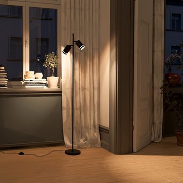 linovum LED Aufbaustrahler TAVIRA Stehlampe schwarz 2-flammig mit GU10 LEDs warmweiß 3W, Leuchtmittel inklusive, Leuchtmittel inklusive