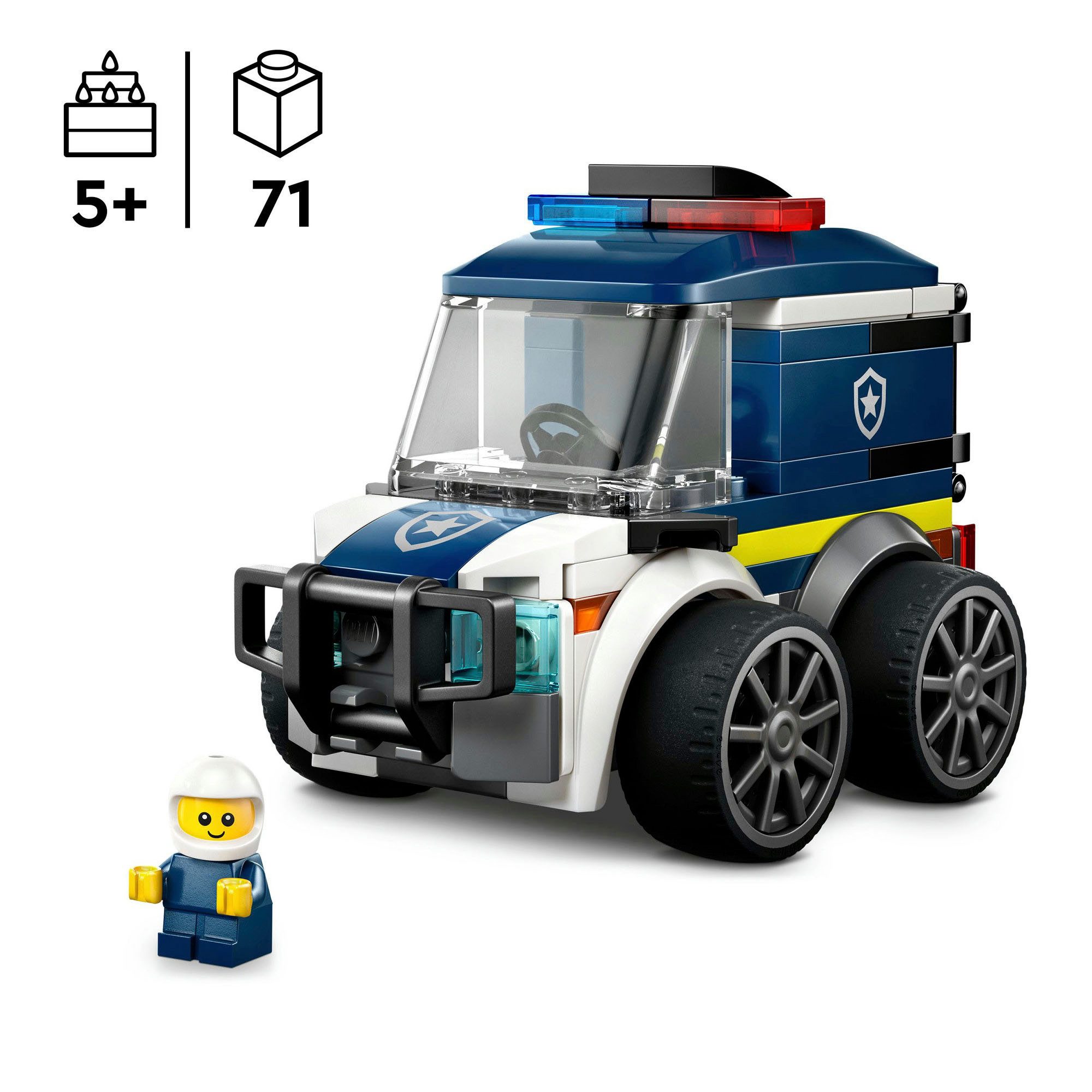 LEGO® Coole Flitzer – Polizei-Truck (60481), LEGO City Konstruktionsspielsteine, (71 St), Made in Europe