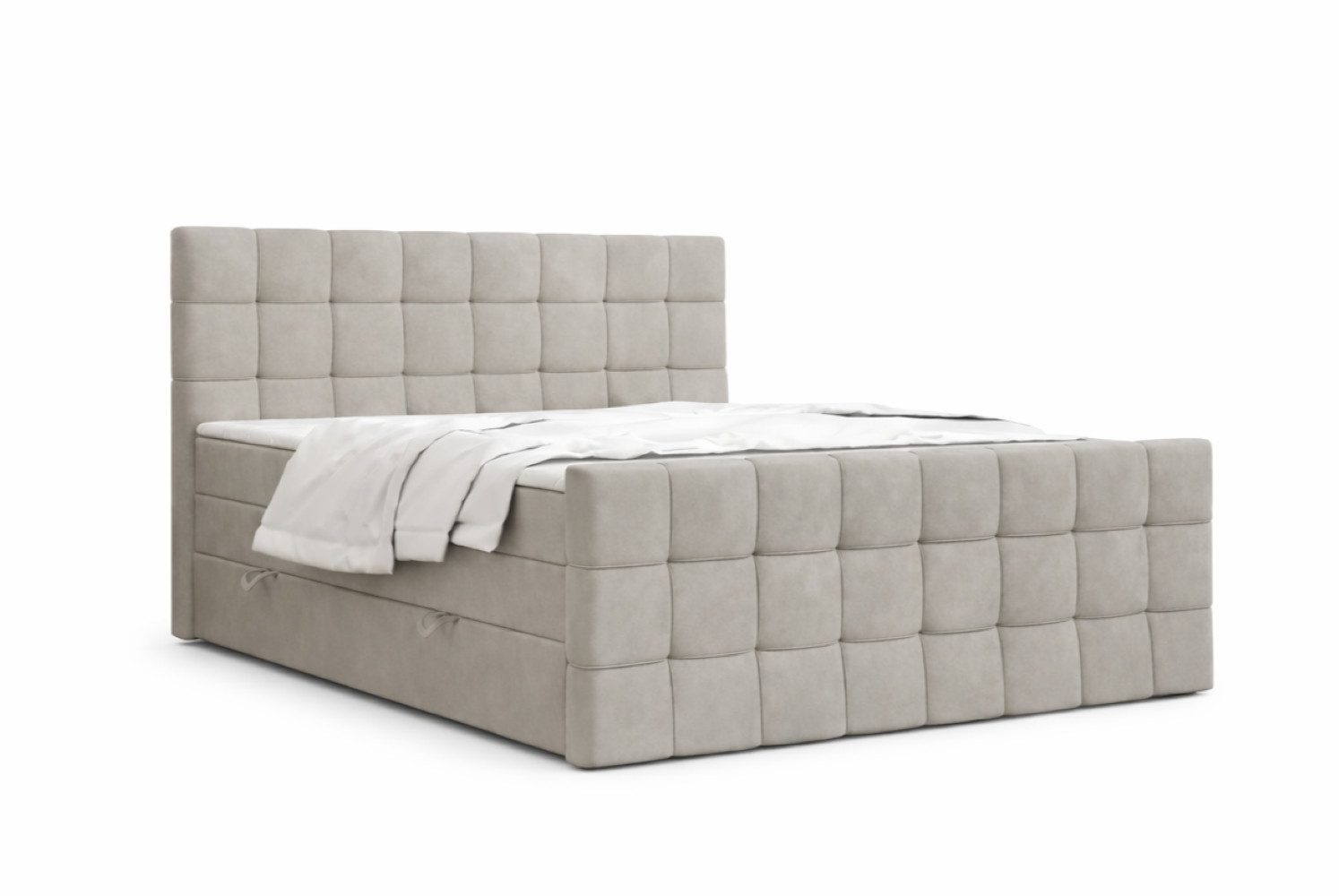 Labett Boxspringbett mit Bettkasten, Doppelmatratze, IGANTE KING 160x200 180x200 200x200 (Boxspringbett, Bettkasten, Matratze, Topper), Bonellfederkern- und Taschenfederkernmatratze