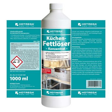 HOTREGA® Küchen Fettlöser Küchenreiniger Fettreiniger 1L mit 2 Microfasertücher Küchenreiniger