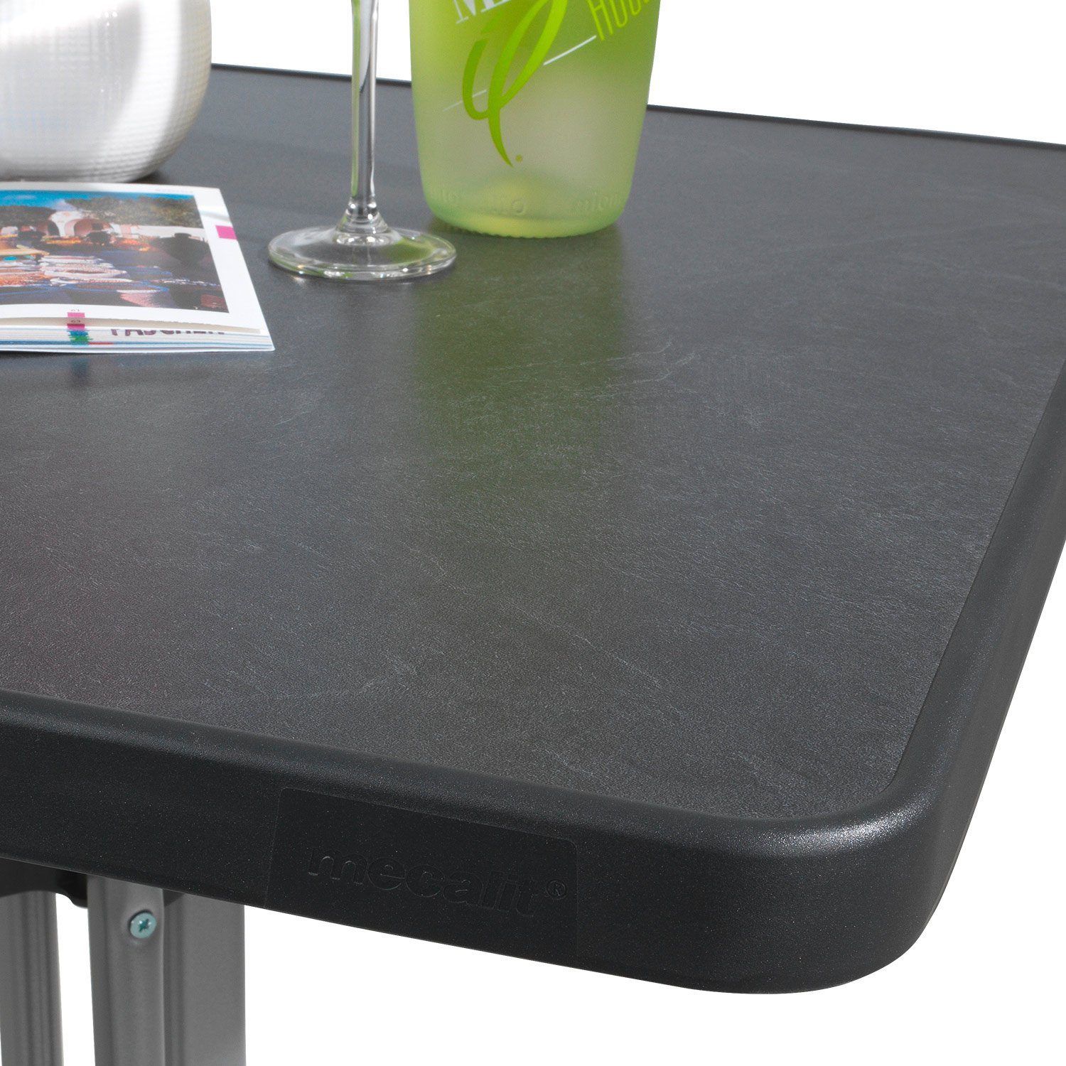 Sieger Gartenmöbel Gartentisch MECALIT, Klappbar, B 70 x T 70 cm, Graphitfarben, Schieferfarben, Metall, Tischplatte aus Mecalit