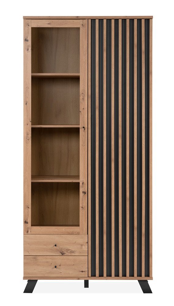 Finori Vitrine Vitrine Medan, mit 3D-Lamellen, Artisan Eiche / anthrazit