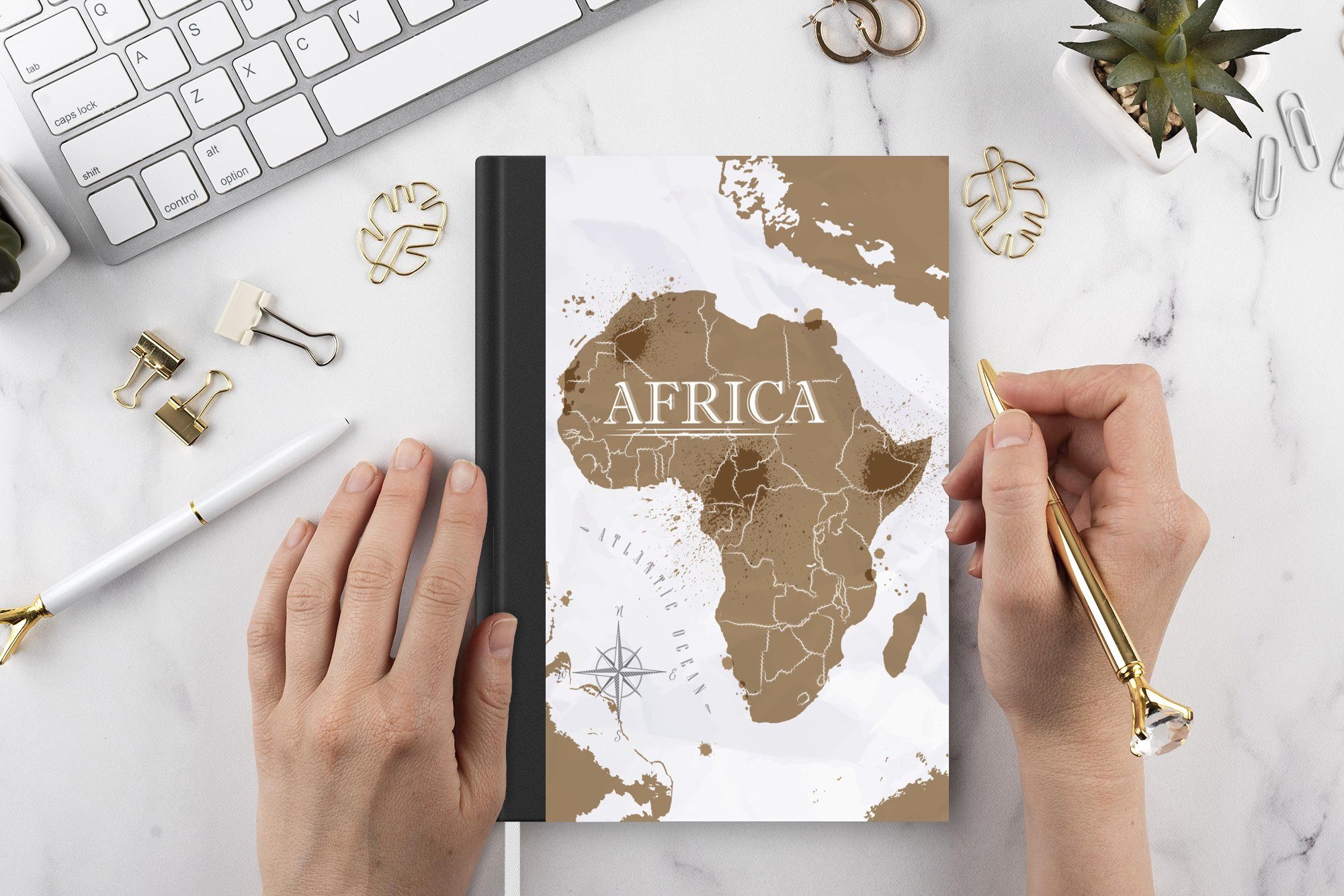 MuchoWow Notizbuch Weltkarte - Braun Afrika, Seiten, - Tagebuch, Merkzettel, Notizheft, A5, Journal, Haushaltsbuch 98