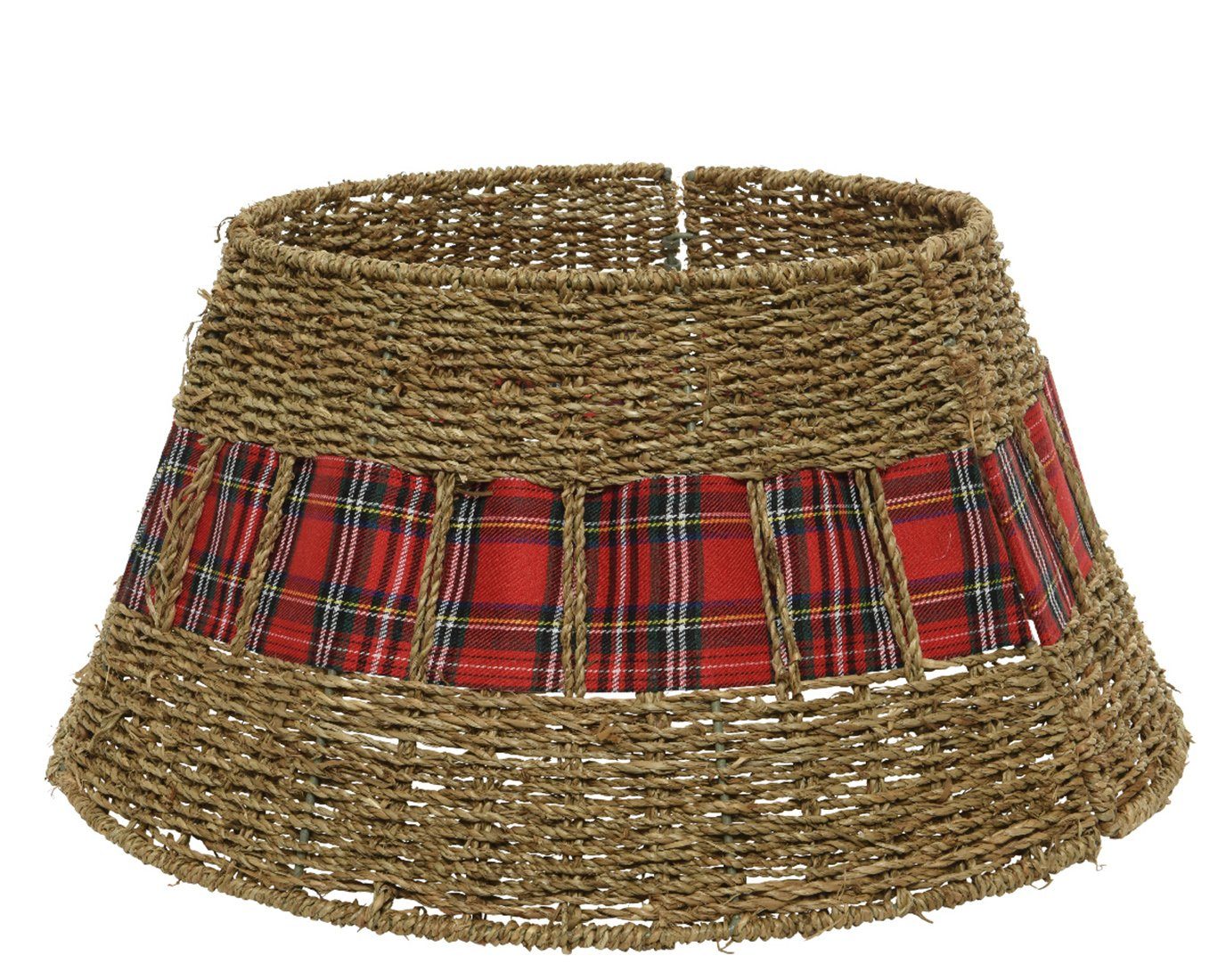 Kaemingk Weihnachtsbaumdecke, Weihnachtsbaumdecke aus Seegras 57x28cm natur braun / rot