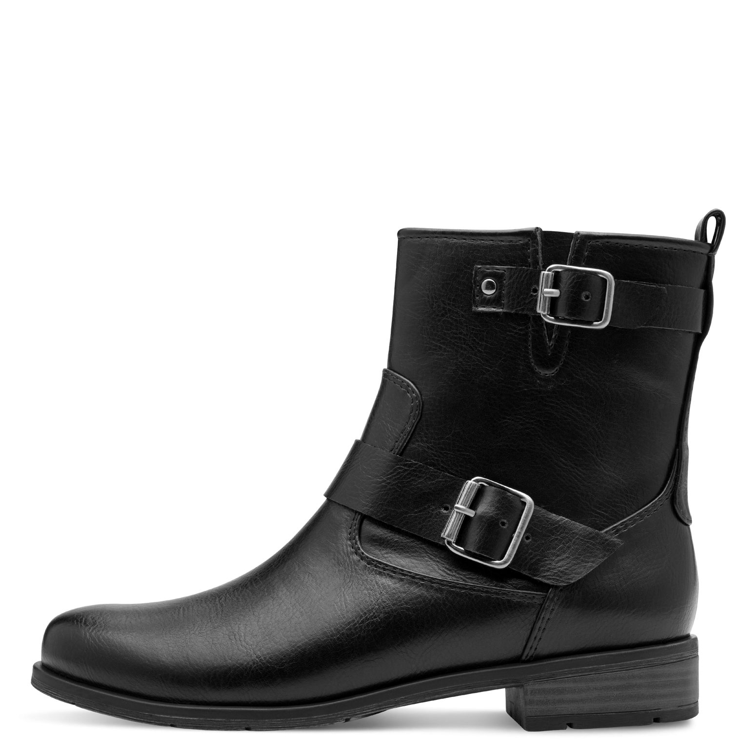 MARCO TOZZI Stiefelette, Blockabsatz, Bikerboots mit Zierschnalle und verstellbarer Schnalle