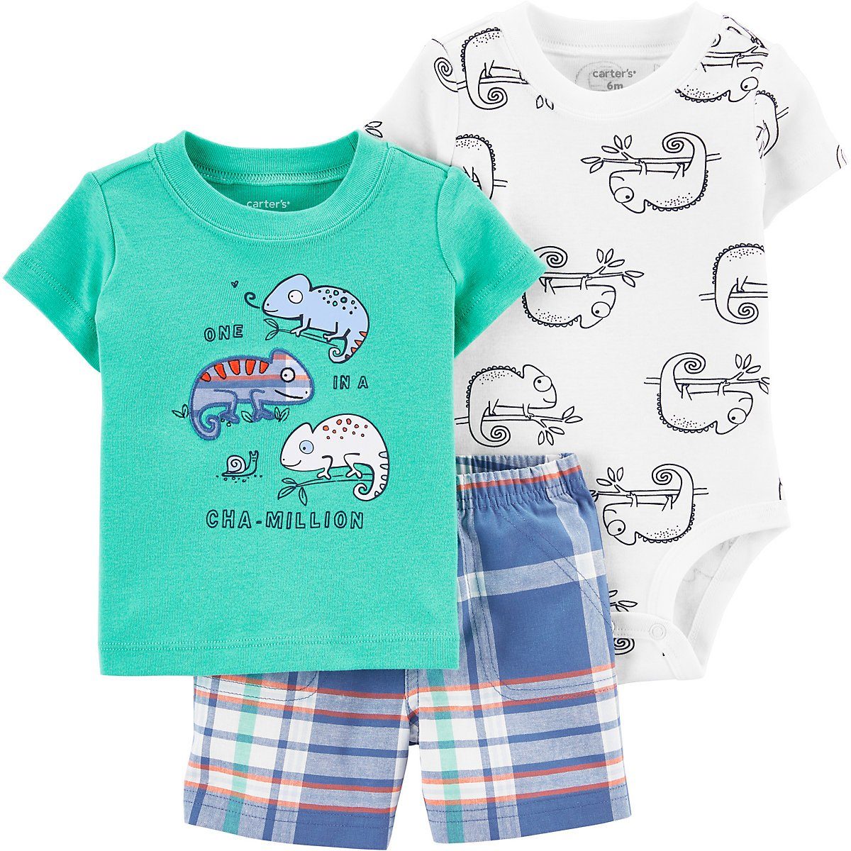 Kinder Jungen (Gr. 50 - 92) Carter`s T-Shirt Baby Set T-Shirt + Shorts + Body für Jungen