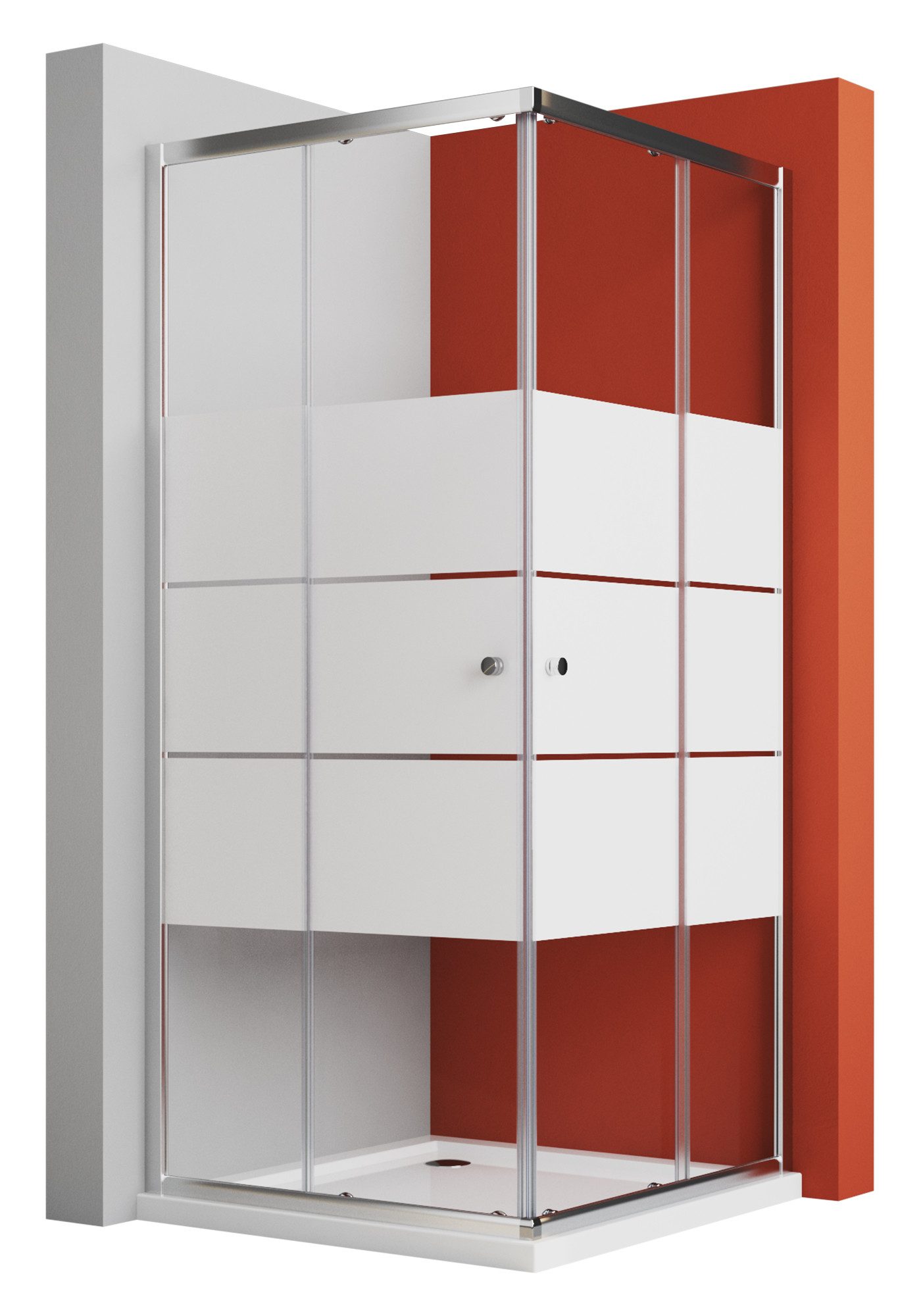 Boromal Eckdusche Duschkabine Eckeinstieg Schiebetür Duschabtrennung Milchg günstig online kaufen