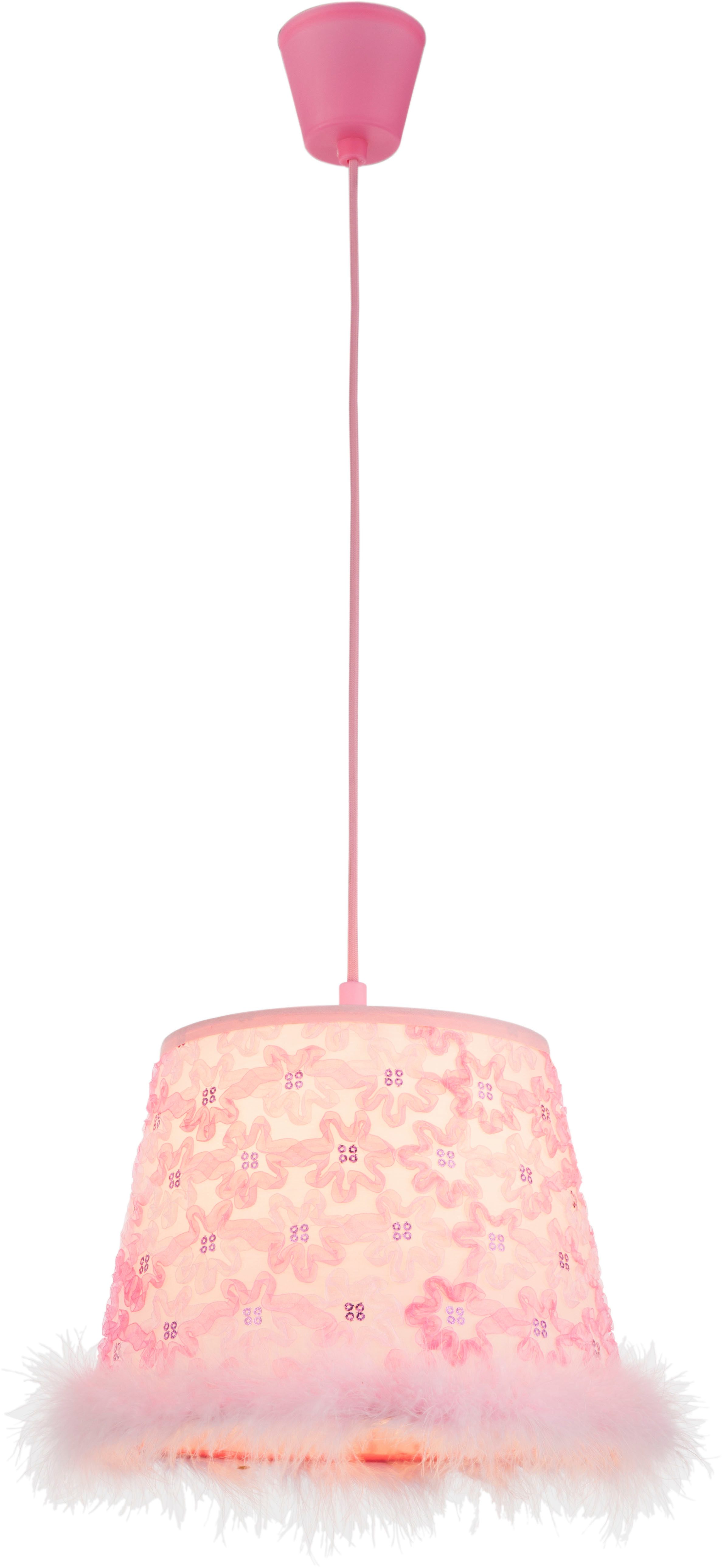GLOBO LIGHTING Hängeleuchte TARSO, Leuchtmittel wechselbar, Pinke Hängeleuchte aus Kunststoff mit Textilkabel