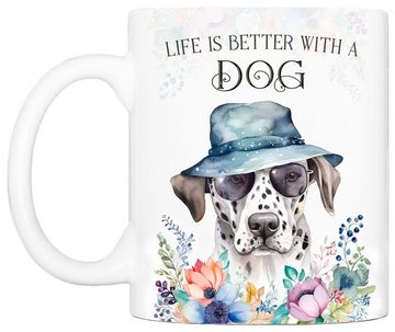 Cadouri Tasse DALMATINER - Kaffeetasse für Hundefreunde, Keramik, mit Hunderasse, beidseitig bedruckt, handgefertigt, Geschenk, 330 ml