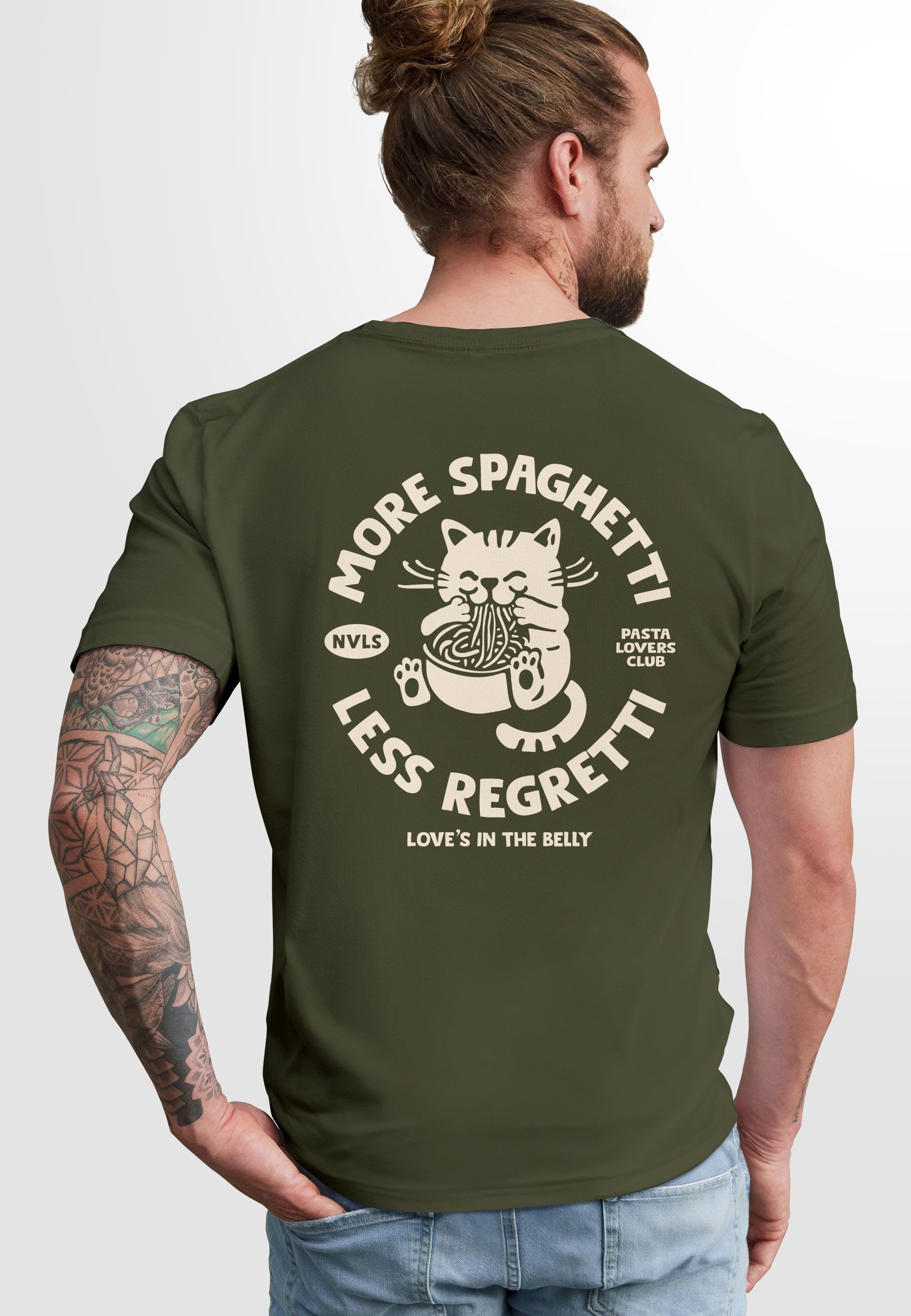 Neverless Print-Shirt Herren T-Shirt Backprint Katze Rückendruck Brustloge günstig online kaufen