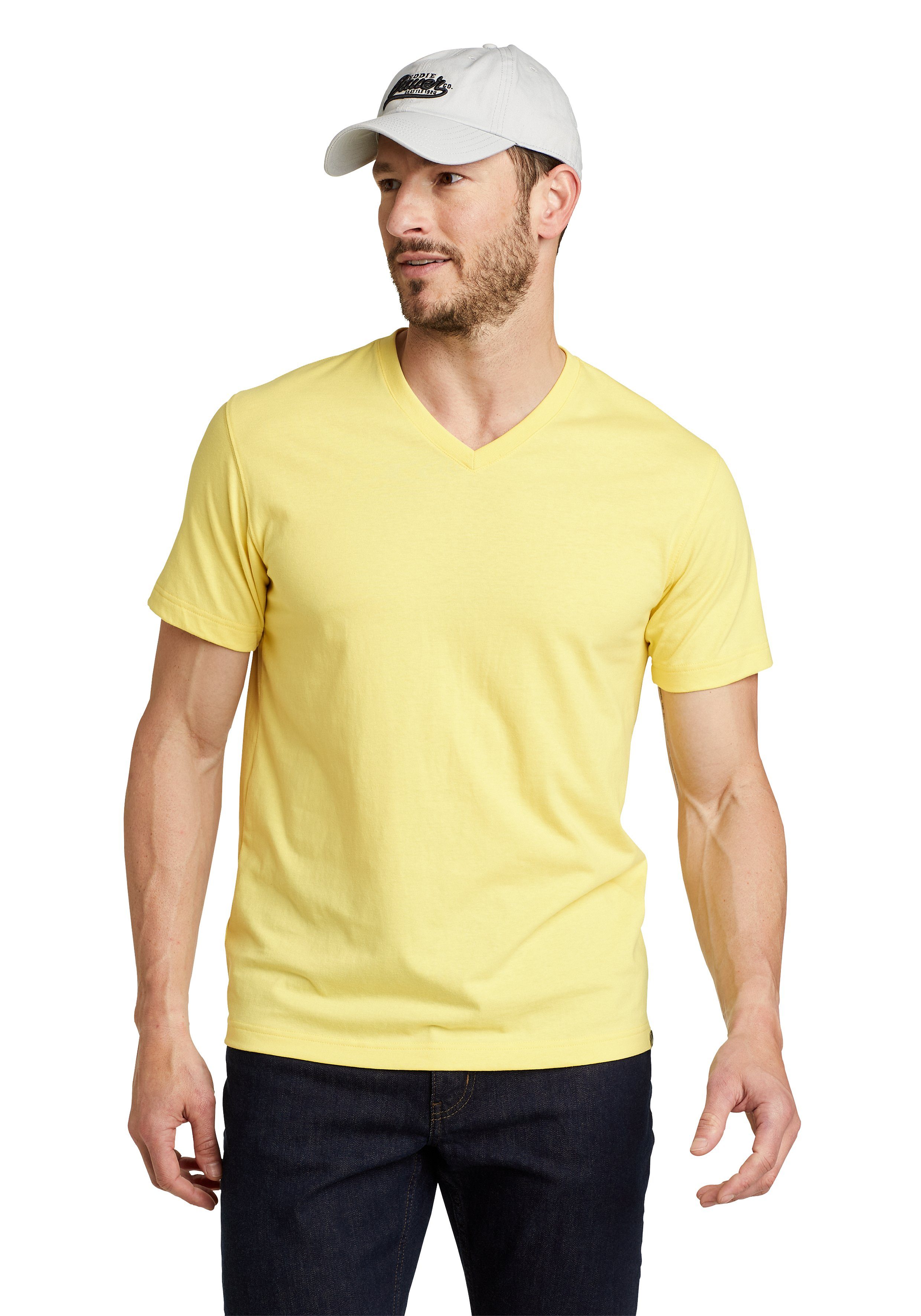 Eddie Bauer T-Shirt Legend Wash Pro - Kurzarm mit V-Ausschnitt Hellgelb