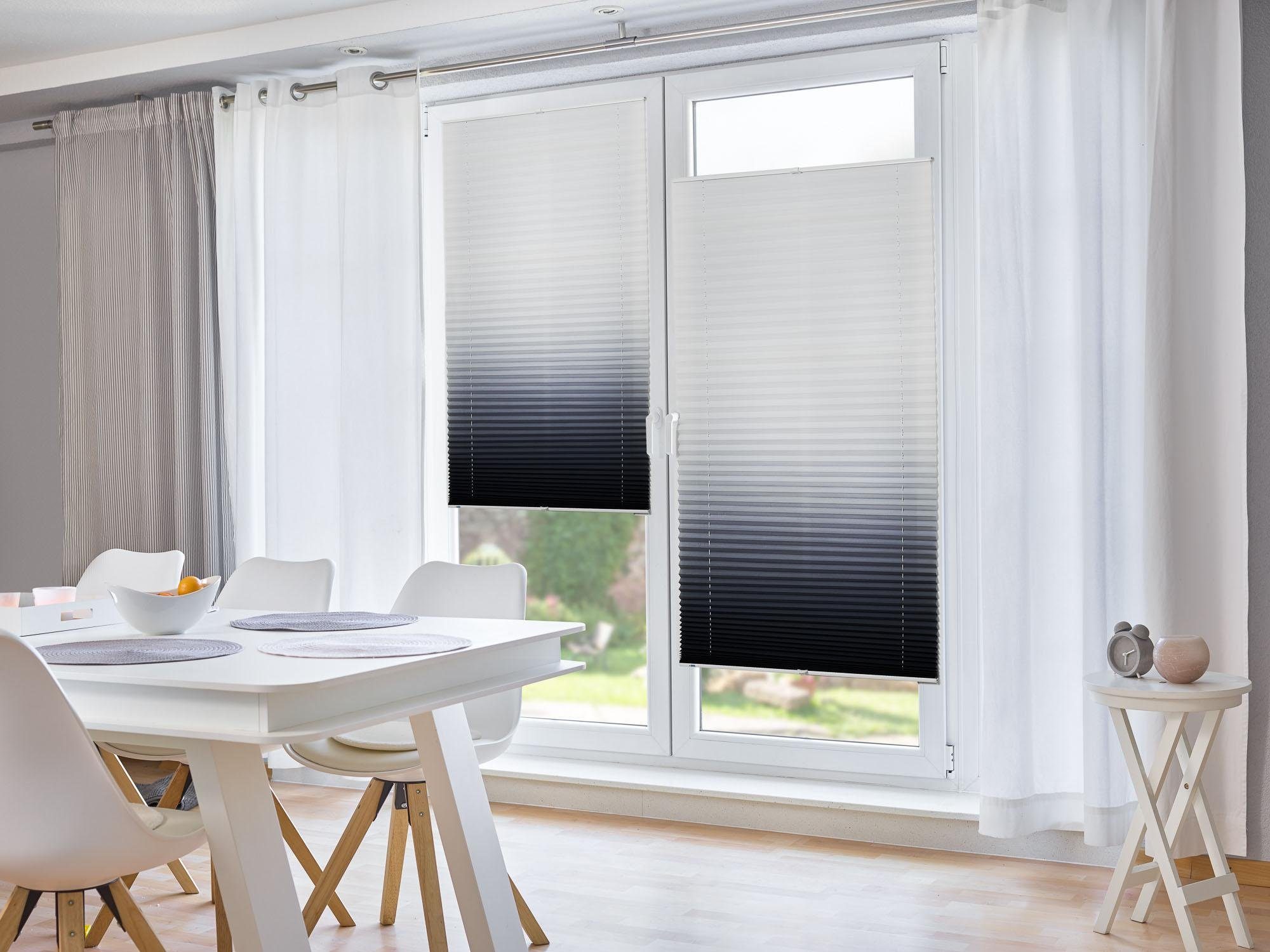K-HOME Plissee Farbverlauf Sunrise, Lichtschutz, ohne Bohren, verspannt, Klemmfix – Bild 4 von 5