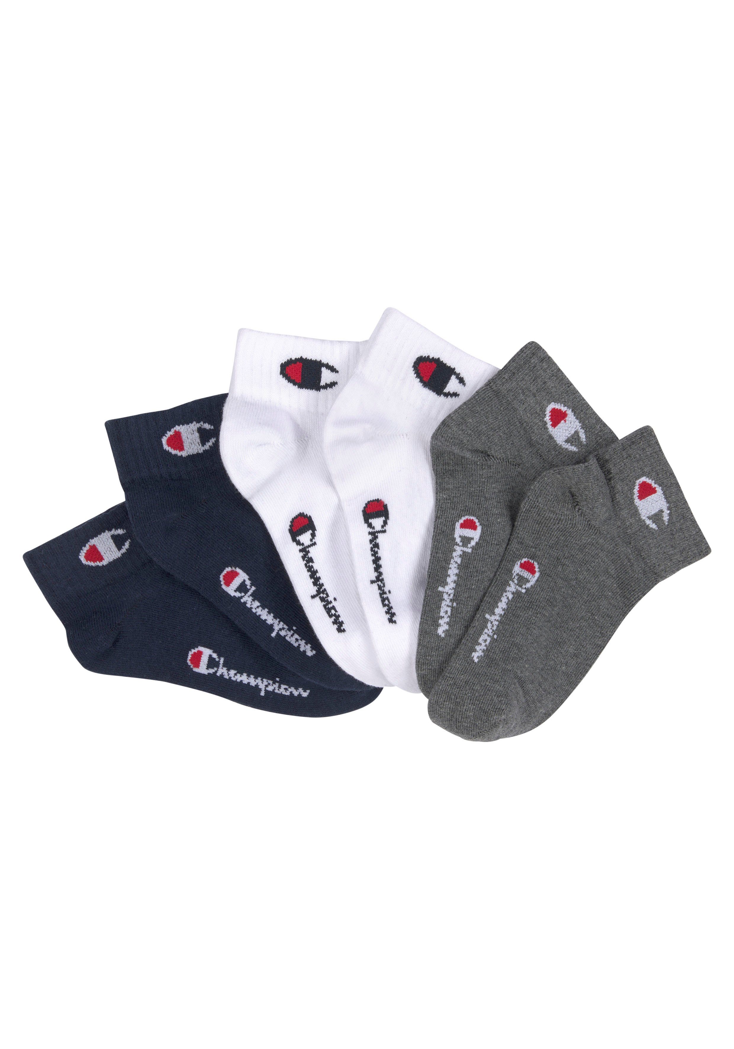 Ist in Mode Champion Tennissocken grau/schwarz/weiß Socks Quarter Set) 6pk (6-Paar