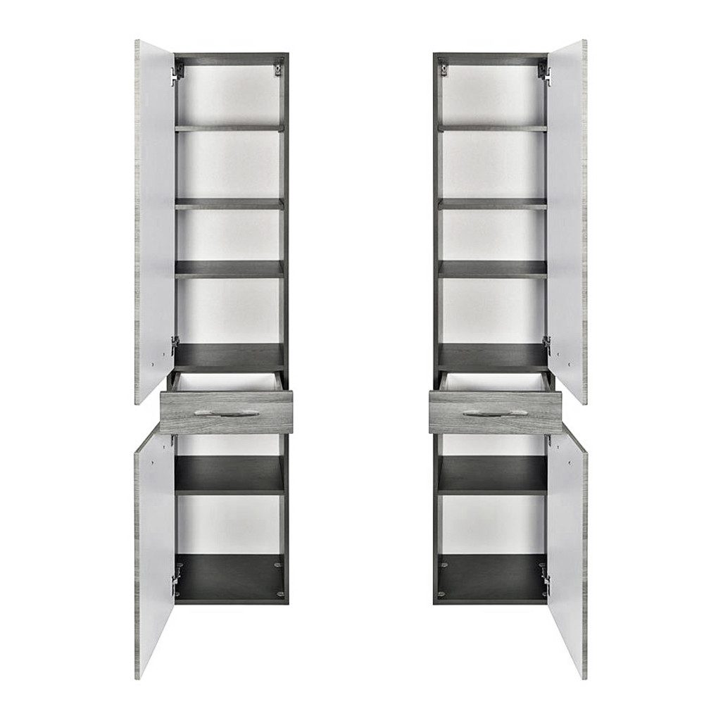Lomadox Hochschrank FLORIDO-03 Eiche rauchsilber, graphitgrau, B x H x T: ca. 40 x 180 x 35 cm