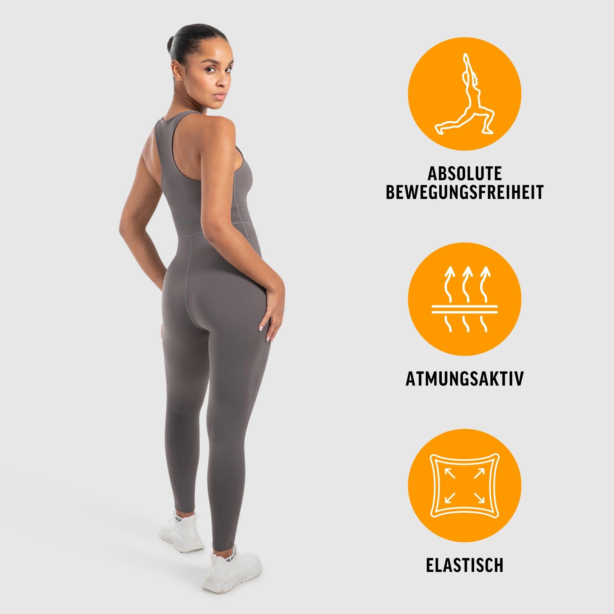 Smilodox Jumpsuit Ilva, ärmelloser Einteiler lang, Overall mit Shaped Fit atmungsaktiver elastischer Sportanzug, Ganzkörperanzug Sport Fitness