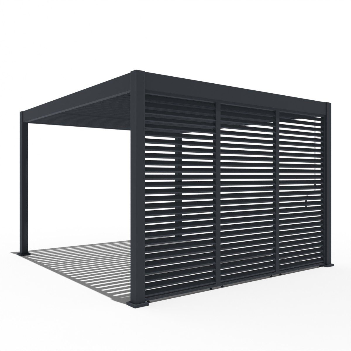 Weide Pavillonseitenteil Horizontale Lamellenwand für Pergola aus Aluminium 3 Maße Anthrazit, 93x234 cm, Seitenteil