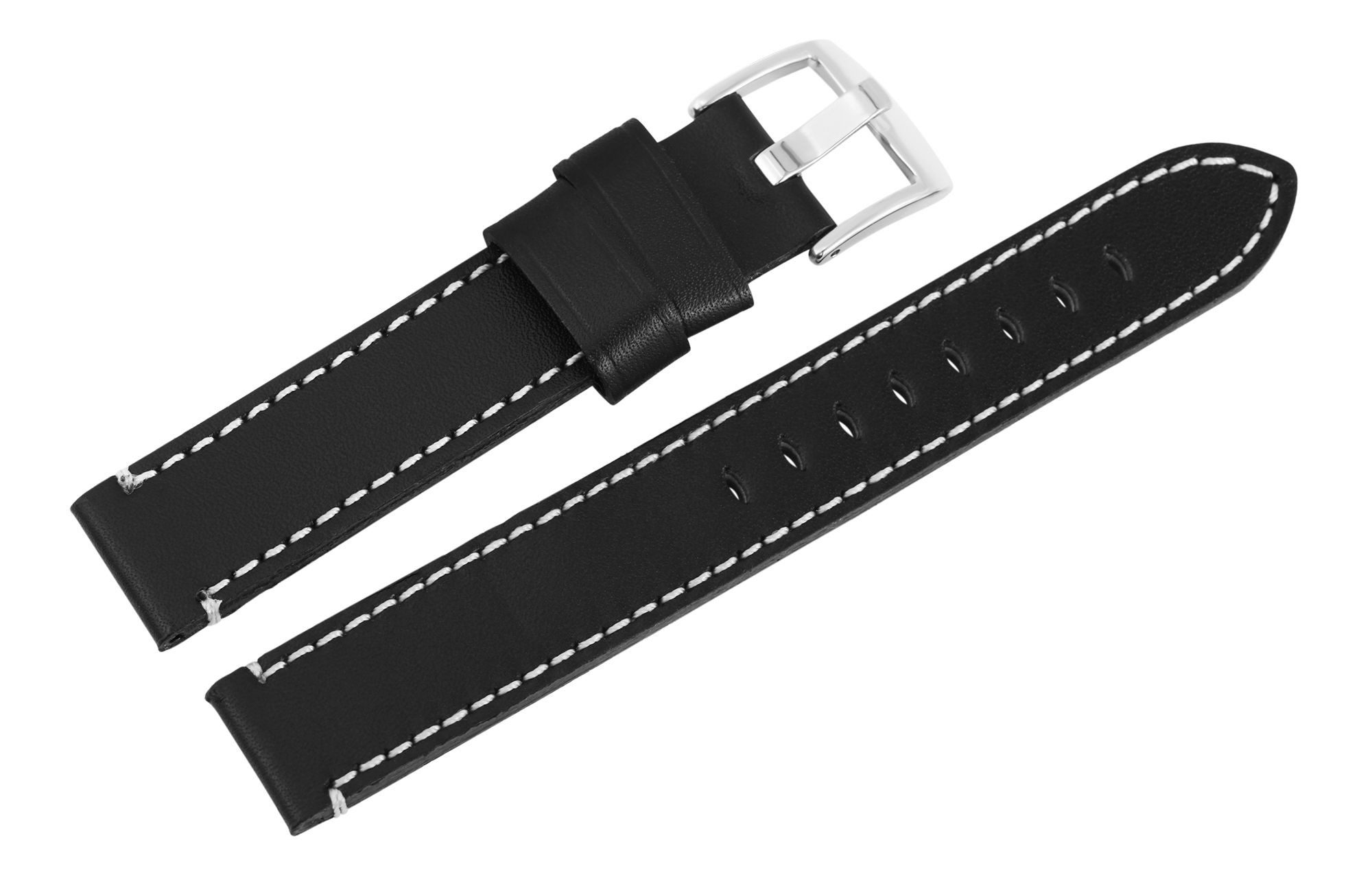 STEINMEISTER Uhrenarmband LB0038 Echtleder-Uhrenarmband, schwarz, weiße Nah günstig online kaufen