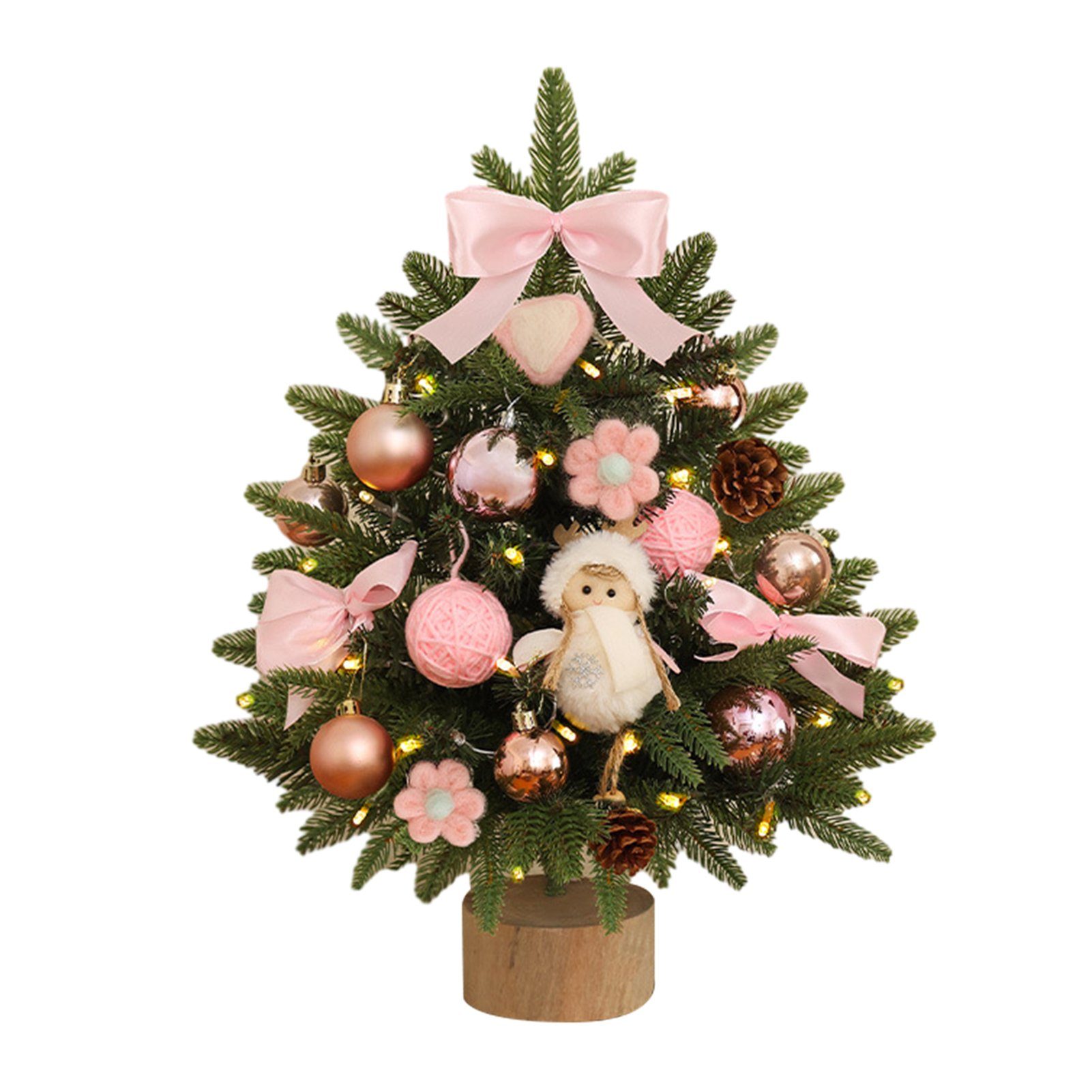 Blusmart Künstlicher Weihnachtsbaum Kleiner 45 Cm Großer Tisch-Weihnachtsbaum Mit Mehrfarbigem Dekor, Künstlicher Weihnachtsbaum pink