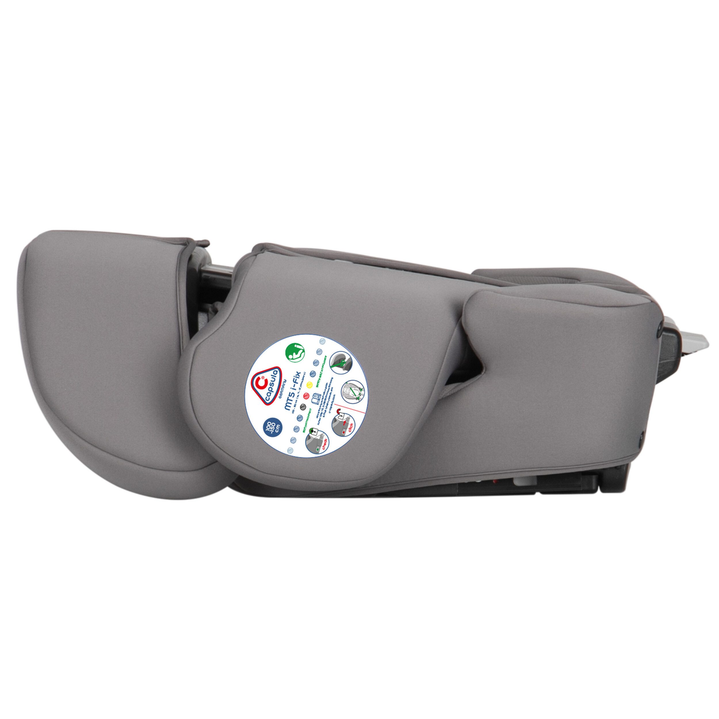 capsula® Autokindersitz faltbarer Kindersitz mit Isofix, Gruppe 2/3, 4-12 Jahre, grau, ab: ab 4 Jahren, (1-tlg), Autogurt