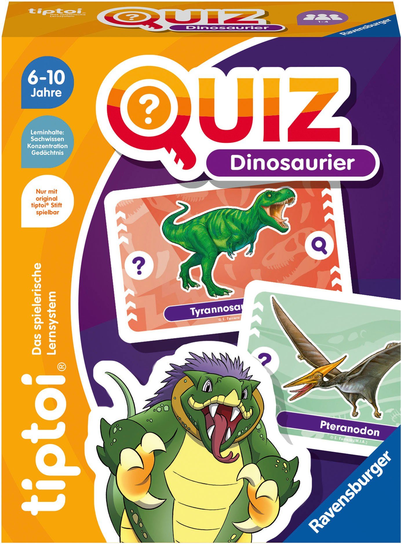 Ravensburger Spiel tiptoi® Quiz Dinosaurier, Kinderspiel, Made in Europe