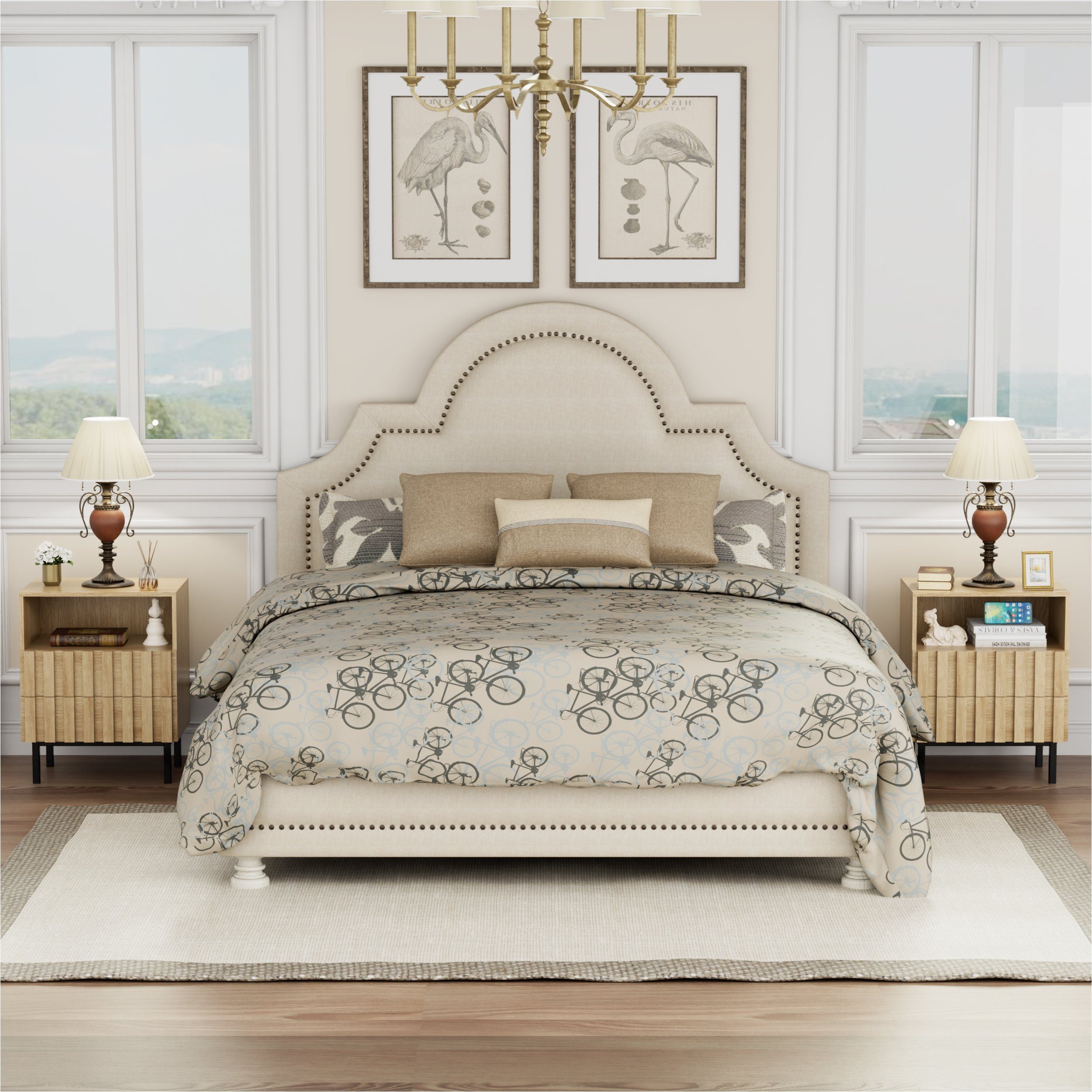 UEV Schlafzimmer-Set 3er-Set Schlafzimmermöbel, Möbelset im Industrial Stil, (Kommode mit 9 Schubladen und 2er-Set Nachttisch), Komplettschlafzimmer, Schrank mit Kippschutz, Soft-close Schubladen