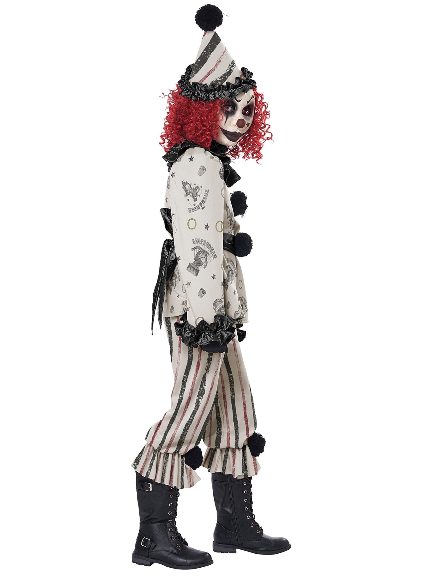 California Costumes Kostüm Finsteres Clown-Kostüm für Kinder Halloweenkostüm schwarz-weiss