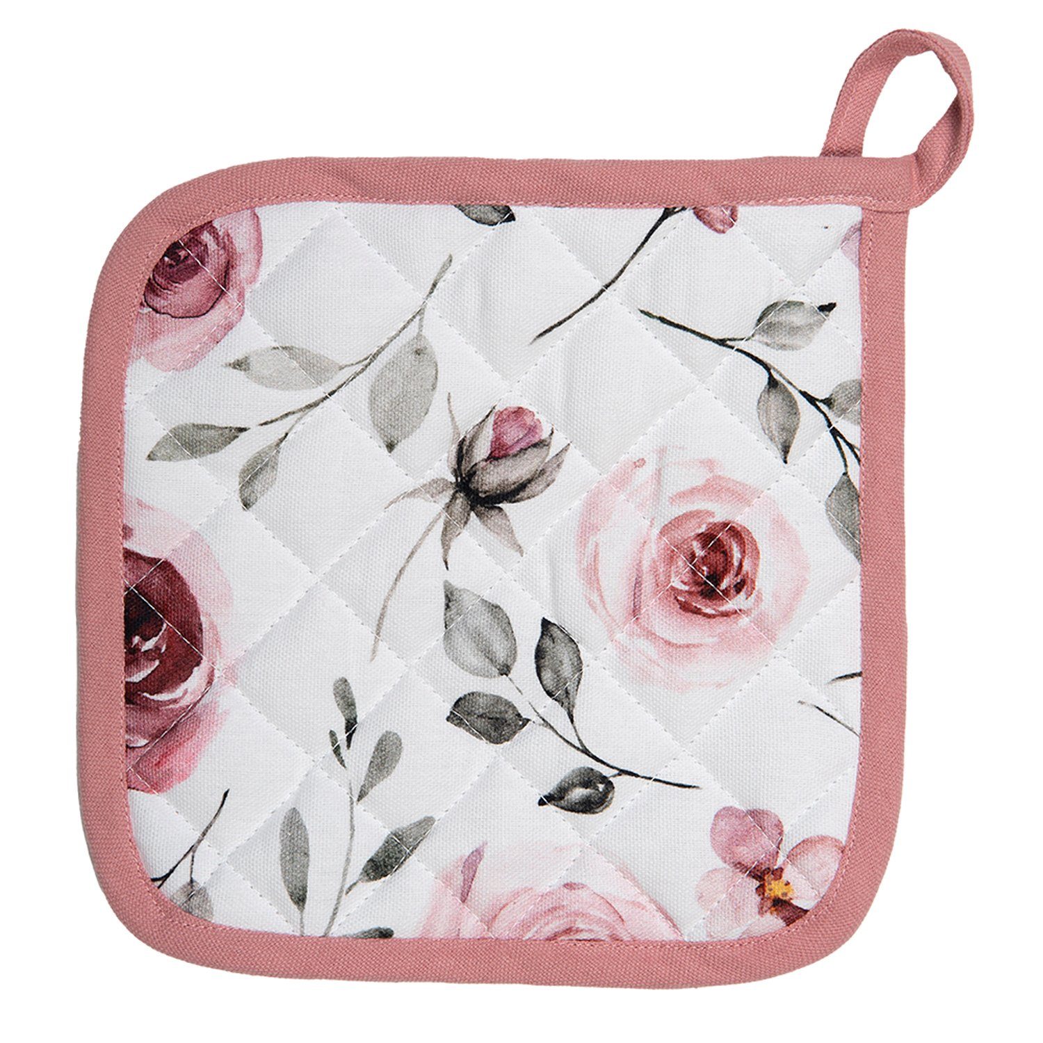 Clayre & Eef Topflappen Rustic Rose, (Set, 2-tlg., 2-teilig), hitzebeständig wattiert Pfannen Untersetzer ca.20x20cm
