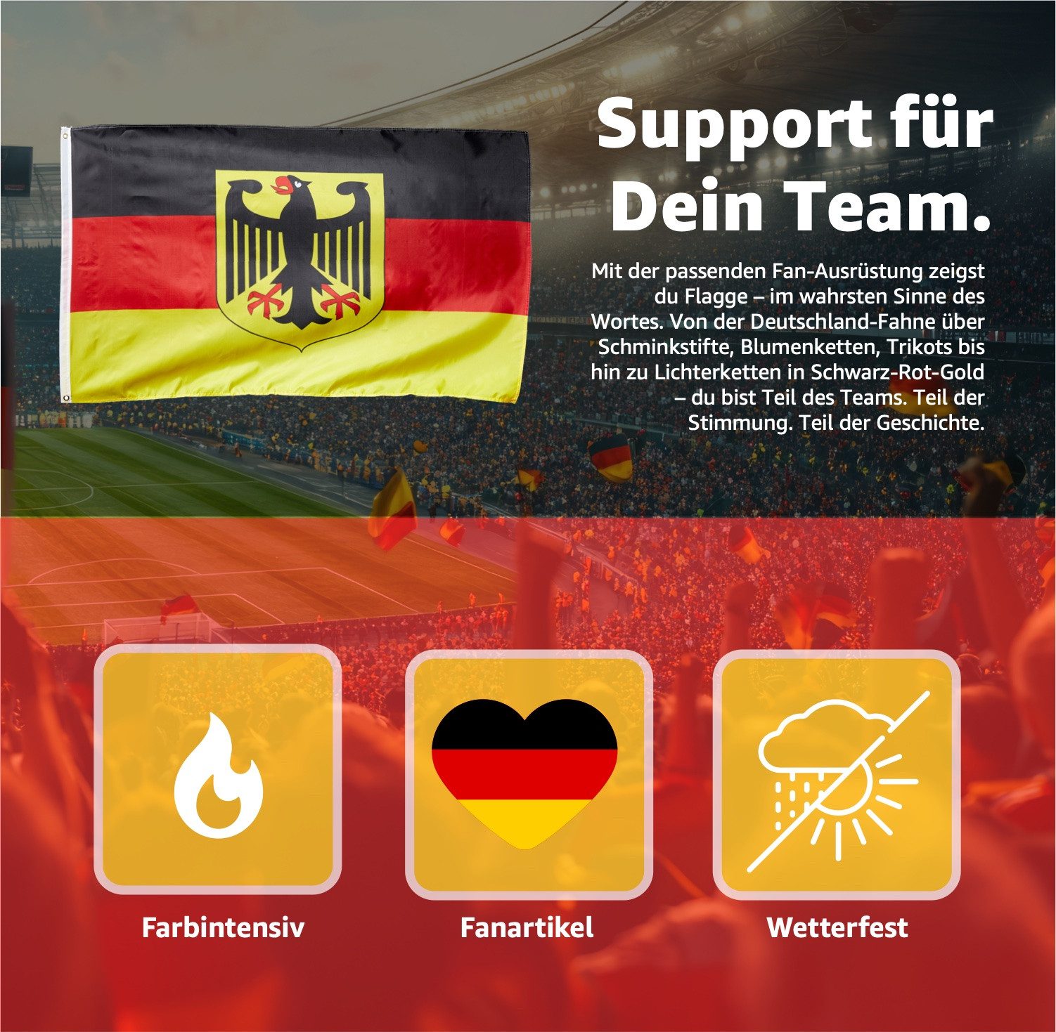 Dekotalent® Fahne Deutschland Flagge - EM 2024 Fahne - Fanartikel - ADLER