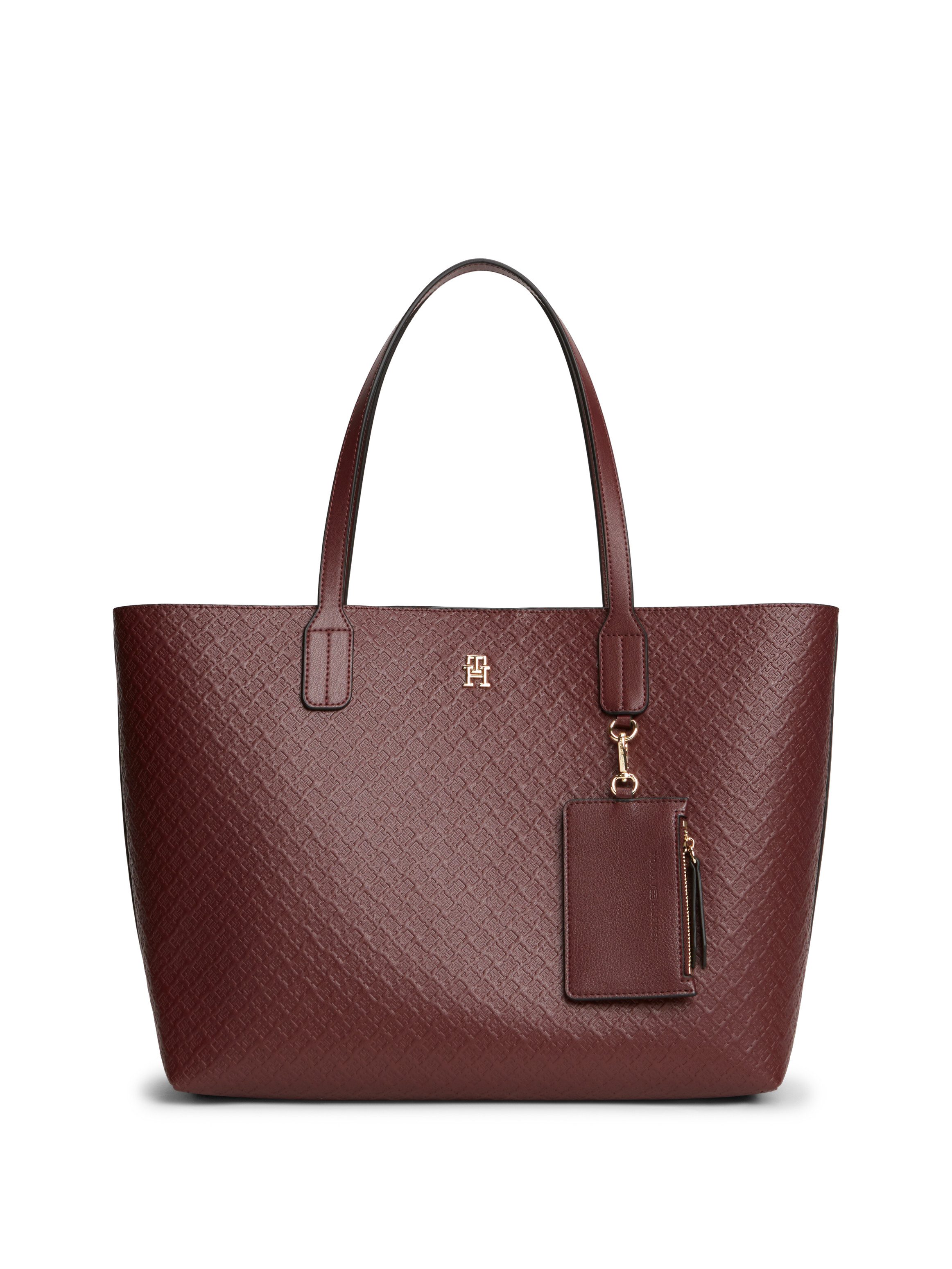 Tommy Hilfiger Handtasche TH ICON TOTE MONO (Set, Mit abnehmbarem Schlüsselanhänger), Damen Schultertasche mit TH-Allover-Logoprägung