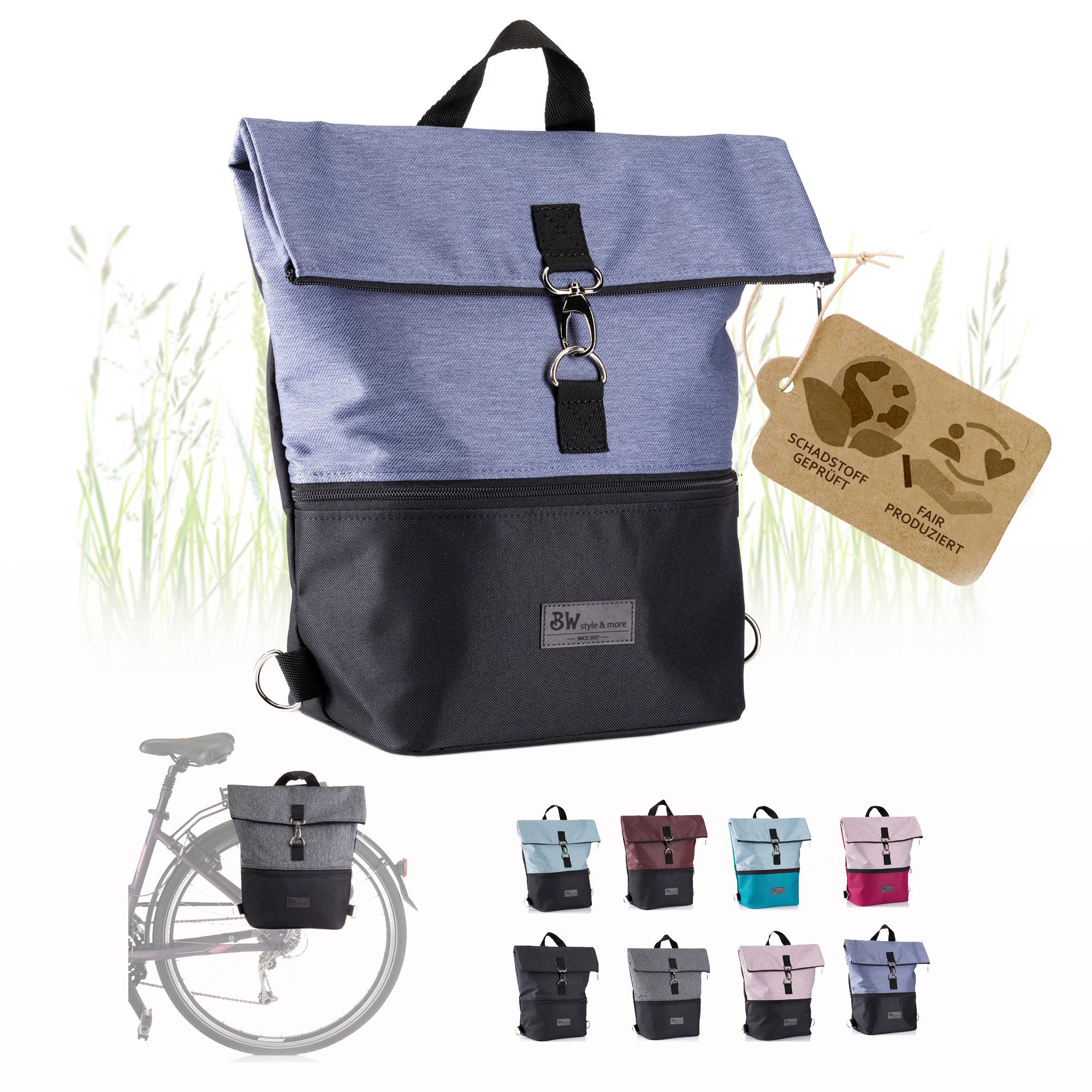 BambiniWelt by Rafael K. Fahrradtasche Fahrradtasche Gepäckträgertasche 2in1 Rucksack 20L M1, Gepäckträgertasche/Fahrradrucksack