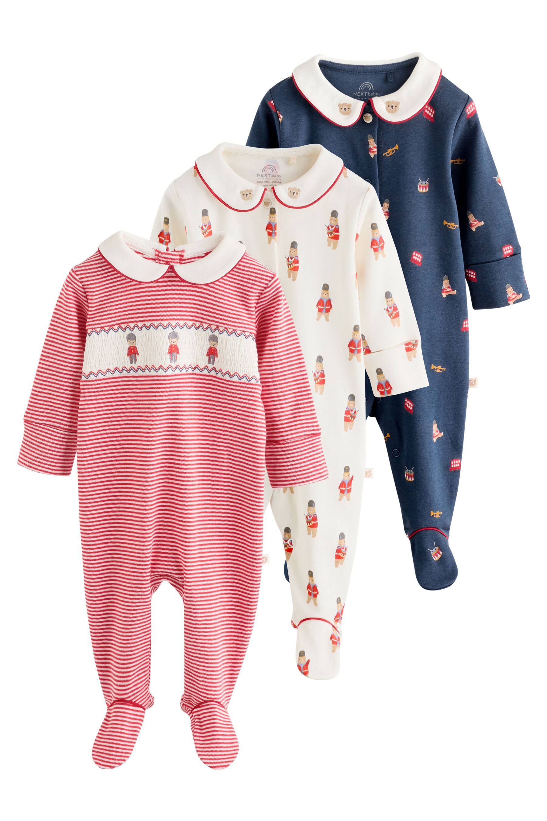 Schlafoverall Bestickte Baby-Schlafanzüge, 3er-Pack