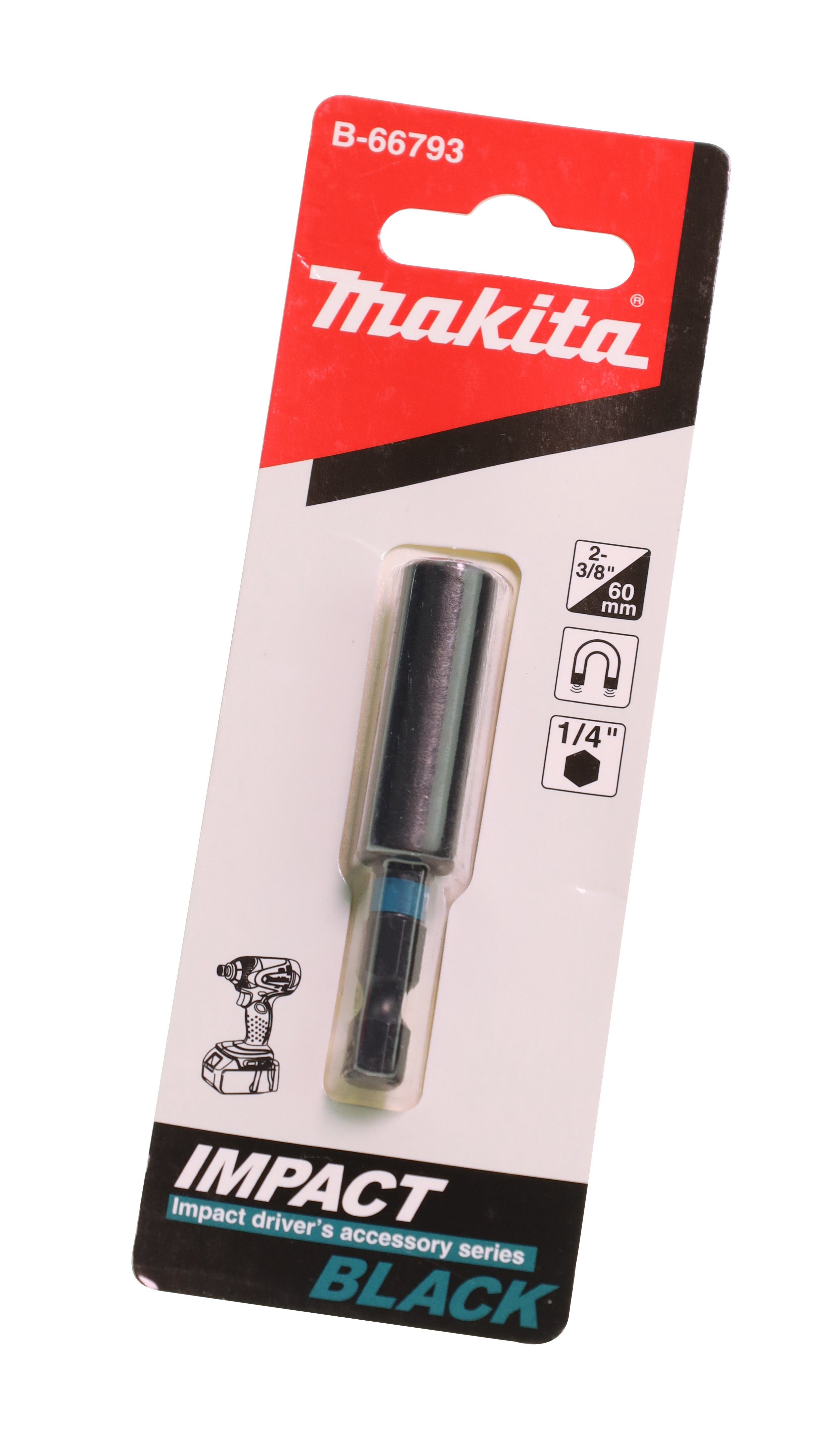 Makita Bohrer- und Bitset Makita B-66793 Bit-Halter 1/4" 60 mm, magnetisch, für 1/4 " Sechska