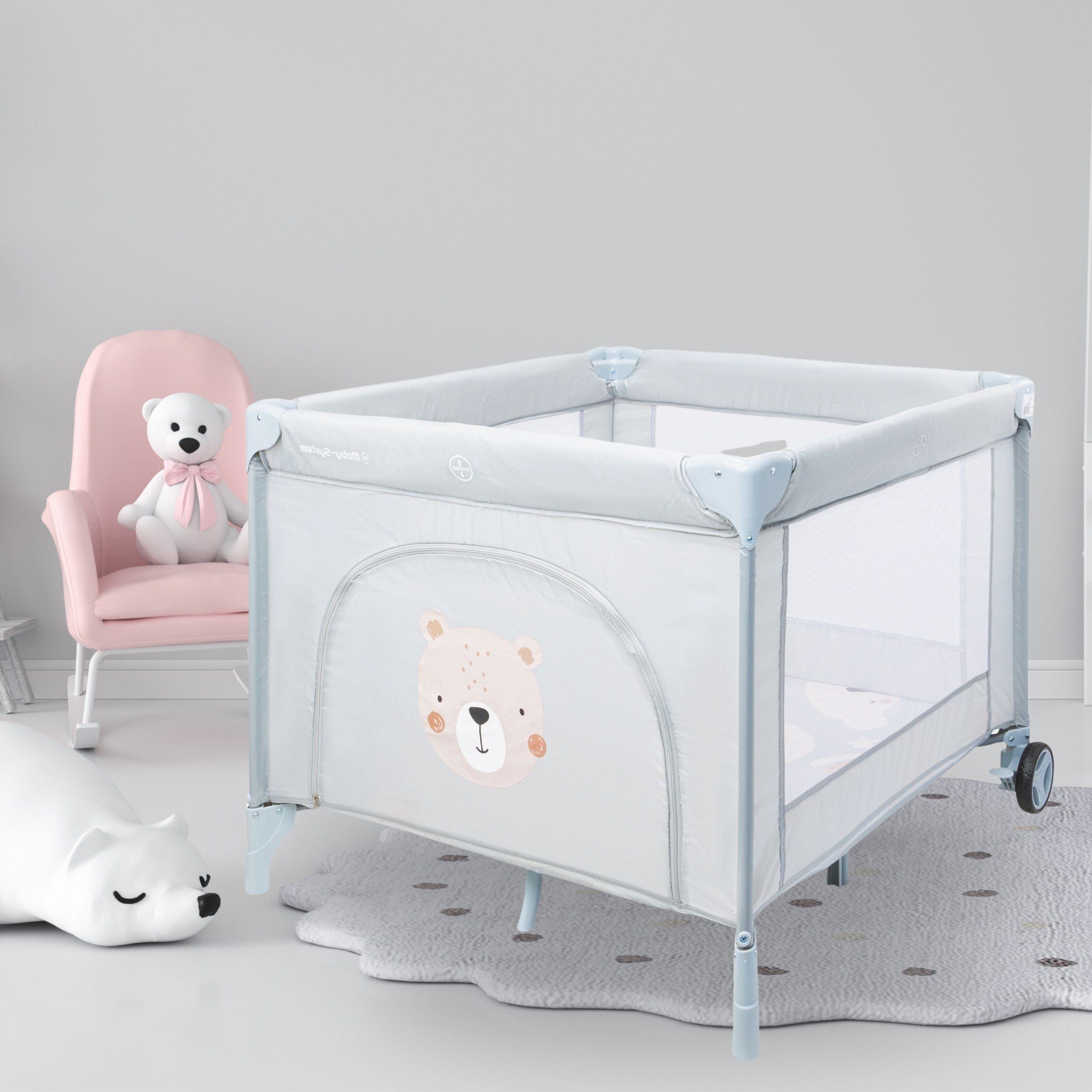 Moby-System Laufgitter Moby-System Laufstall für Kinder mit Matratze und Tragetasche