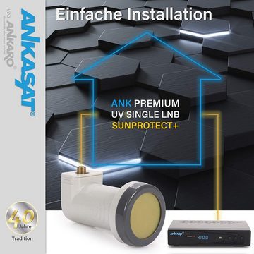 Ankaro ANKASAT - ANK Premium UV Single LNB + Wetterschutz Kappe, 1 Teilnehmer Universal-Single-LNB