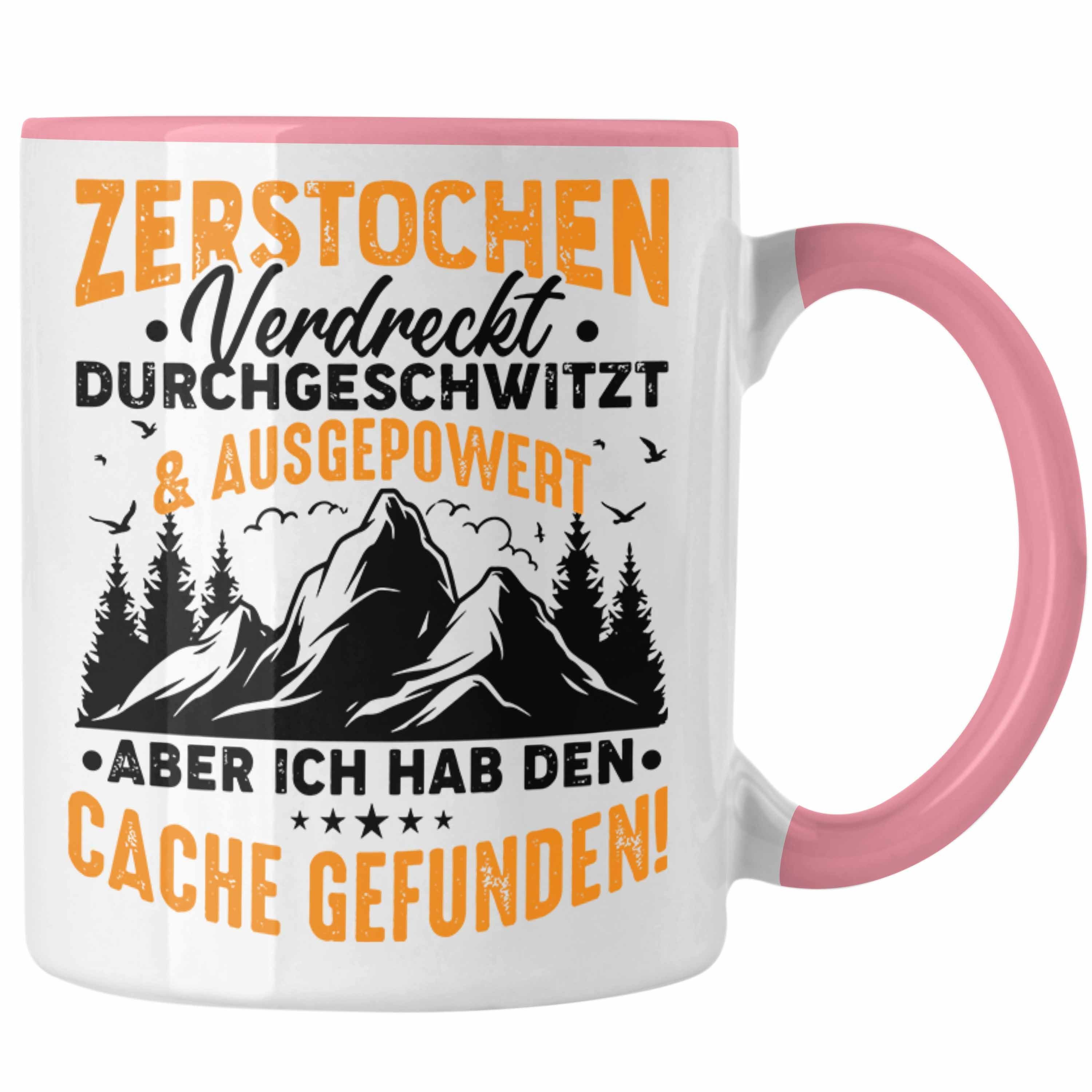 Trendation Tasse Trendation - Geocaching Tasse Geschenk Lustiger Spruch GPS-Schnitzeljag Geschenkidee Pfadfinder Geburtstag Geocacher Rosa