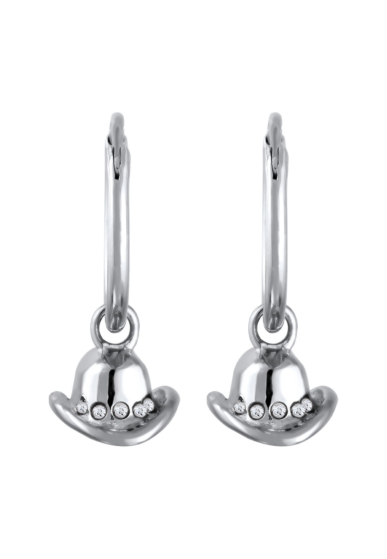 Elli Paar Creolen Cowboy Hut Weiß 925 Sterling Silber, mit Kristallen von S günstig online kaufen