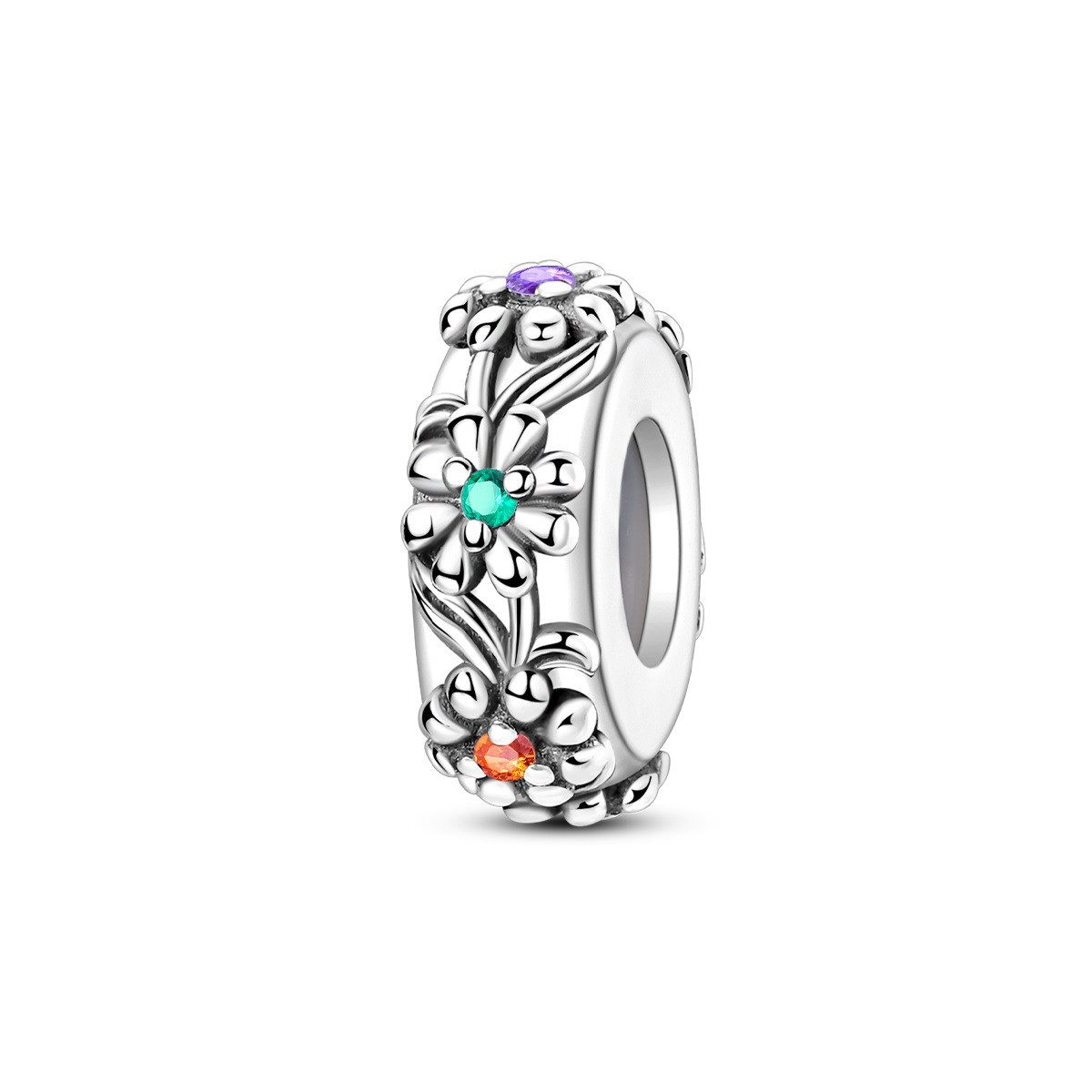 PANDACHARMS Bead Pastellblüten Zwischenelement Stopper Charm, 925er Silber, Zirkonia