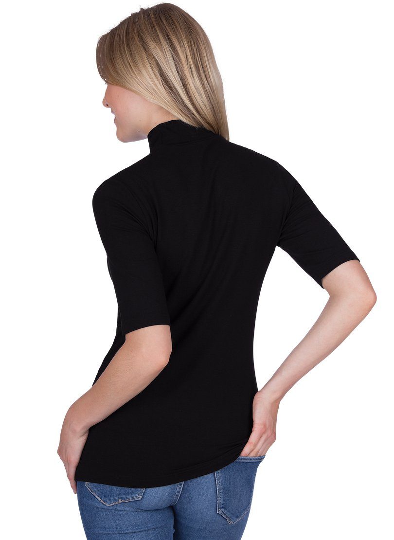 Trigema T-Shirt TRIGEMA T-Shirt mit elastischem Stehkragen (1-tlg)