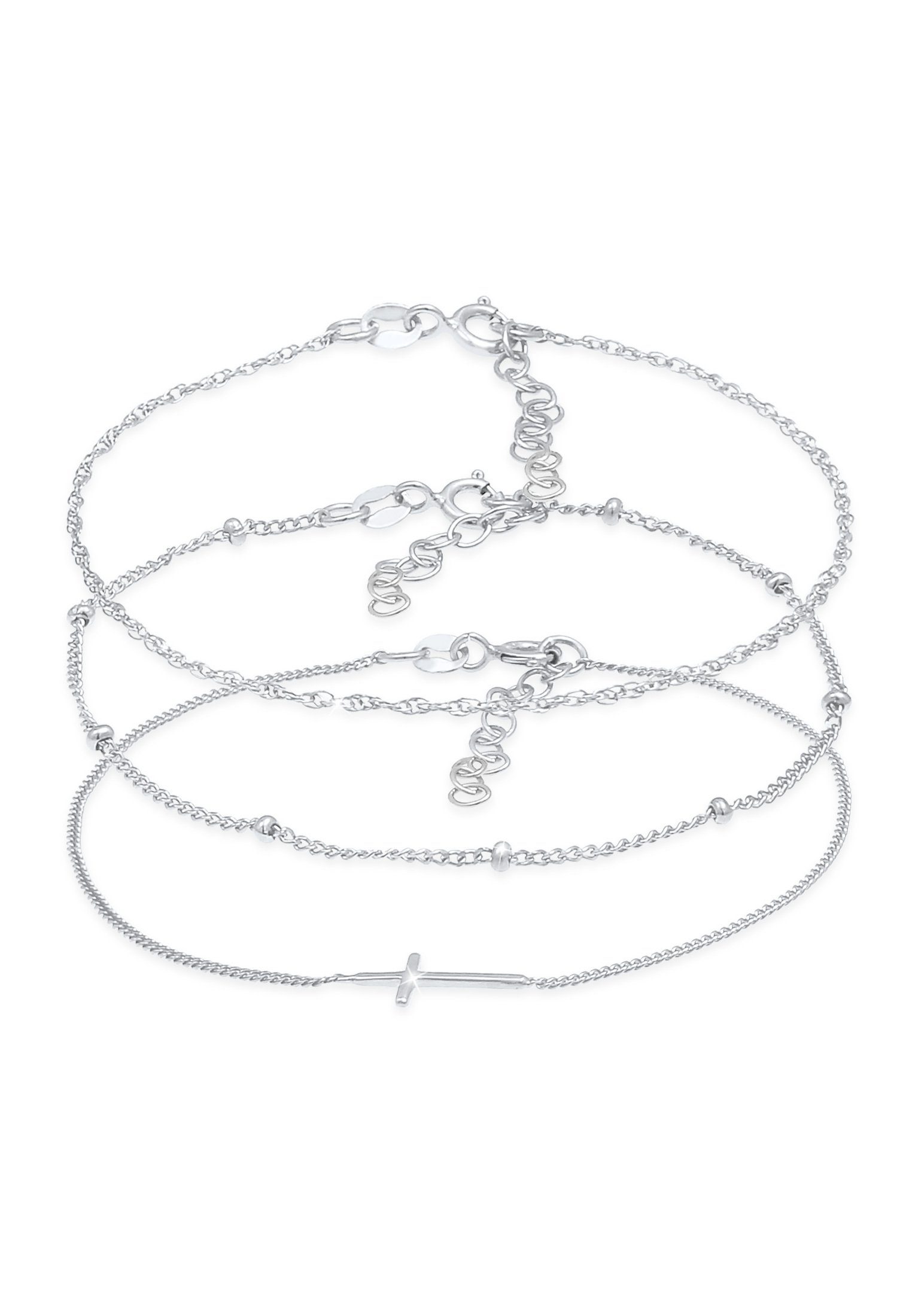 Elli Armband Set Gedreht Kugel Kreuz Design (3 tlg) 925 Silber, Kreuz