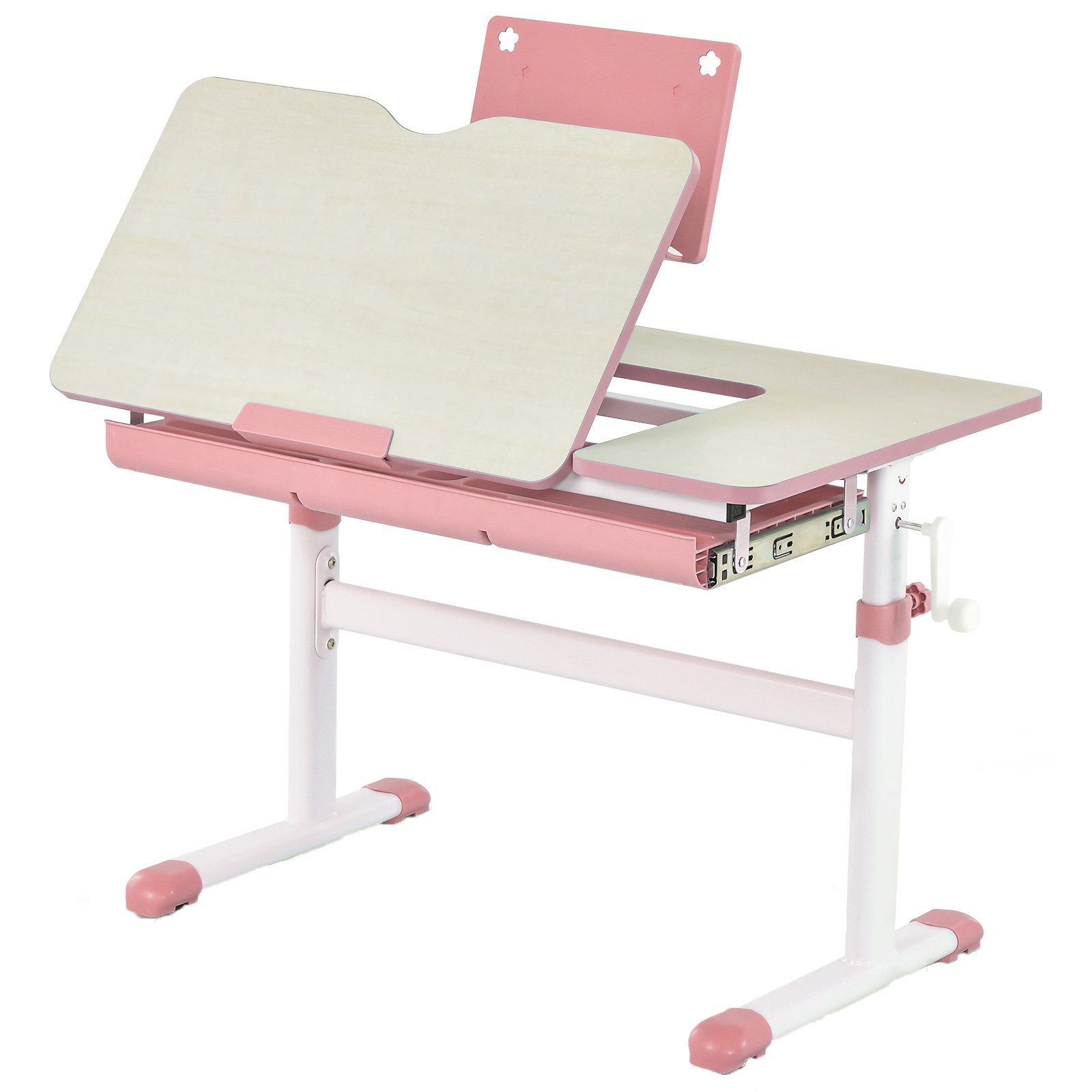 KOMFOTTEU Kinderschreibtisch, mit verstellbarer Tischplatte & Bücherständer günstig online kaufen