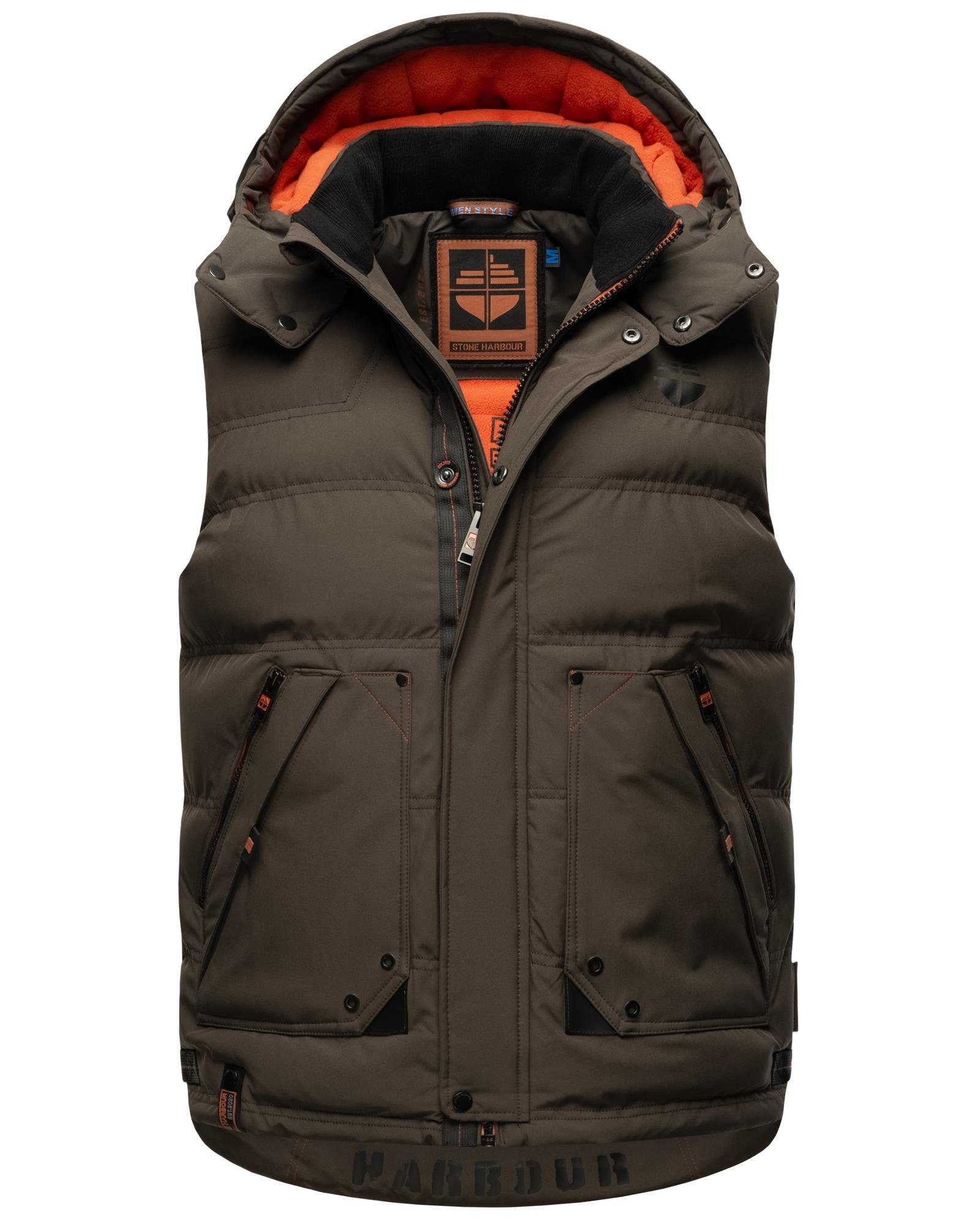Stone Harbour Steppweste Egoor Sportliche Outdoorweste mit abnehmbarer Kapuze