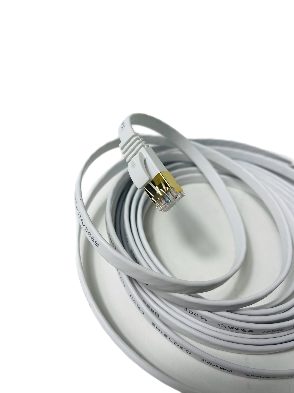 VaGo-Tools CAT7 Patchkabel Netzwerkkabel weiß 20m flach LAN-Kabel, RJ45, RJ45