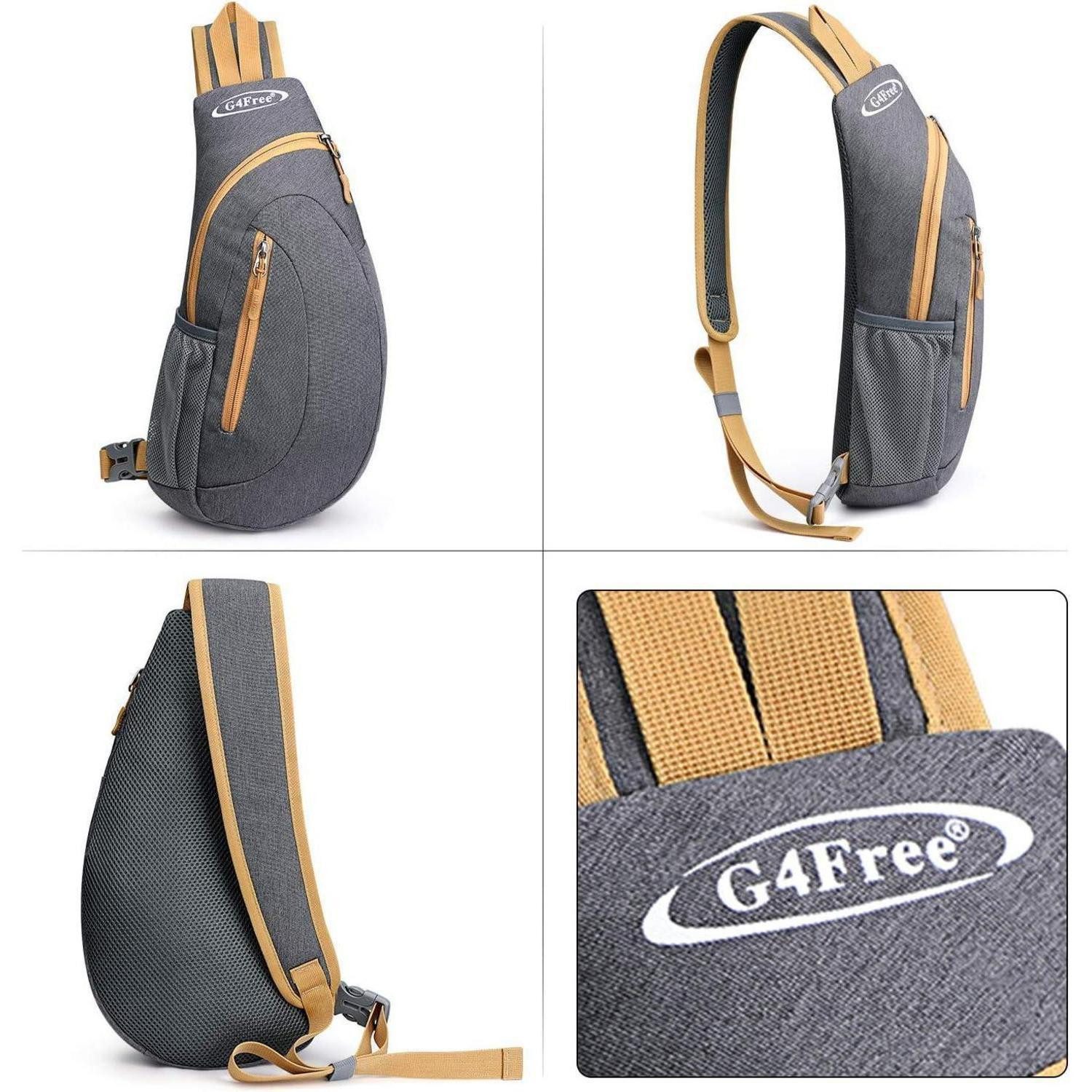 LuxusKollektion Minirucksack Brusttasche Sling Schulterrucksack Dreieckpack Wandern S Grau Gelb