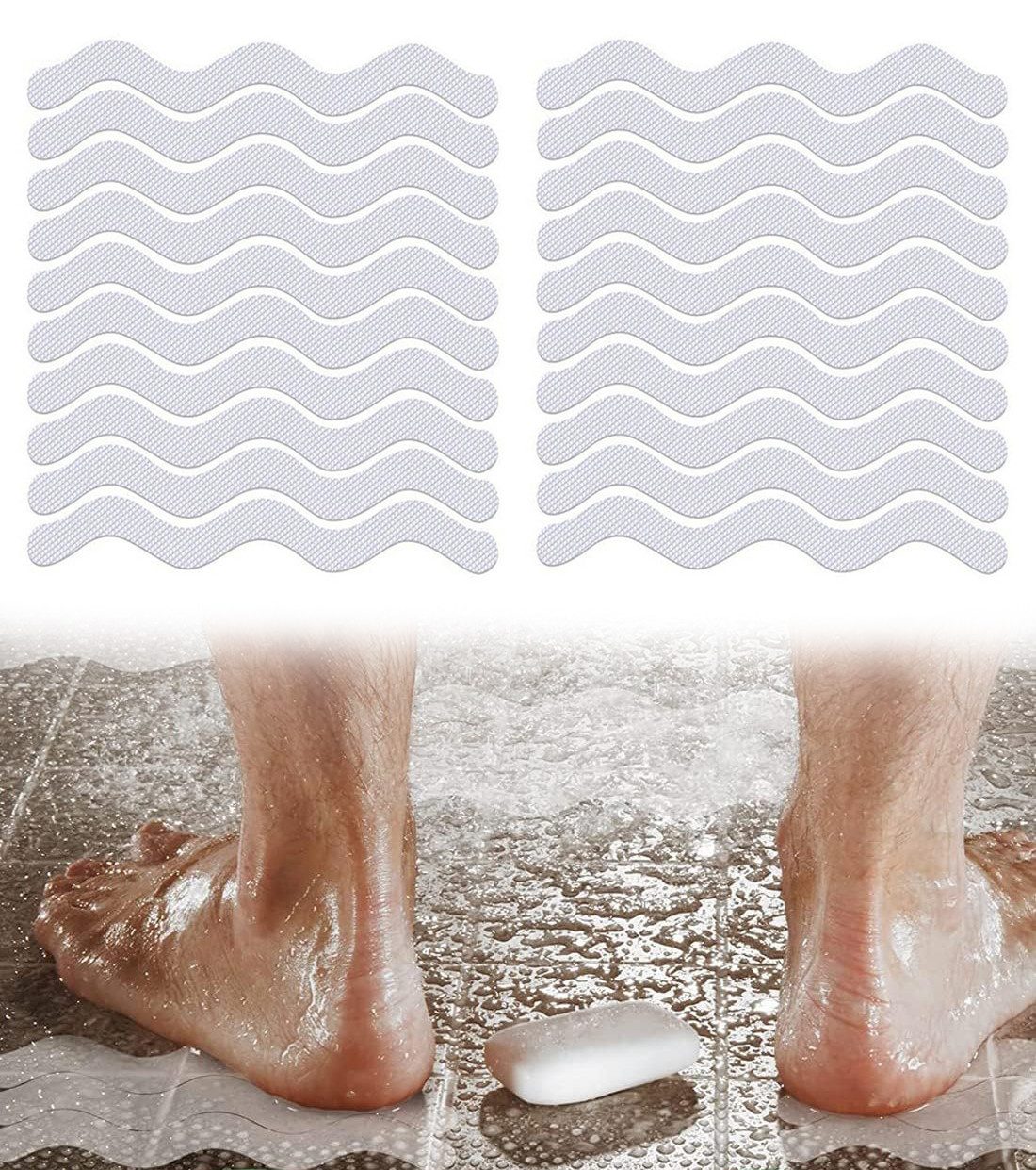 Coonoor Antirutsch-Aufkleber S-förmige rutschfeste Aufkleber, 24 Stück rutschfeste Streifen, für Badewanne, Dusche und Treppe