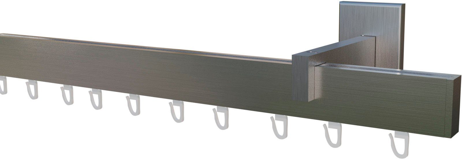 indeko Gardinenstange Bern, 1-läufig, Wunschmaßlänge, verschraubt, Aluminium, Innenlauf Komplett-Set inkl. Gleitern und Montagematerial