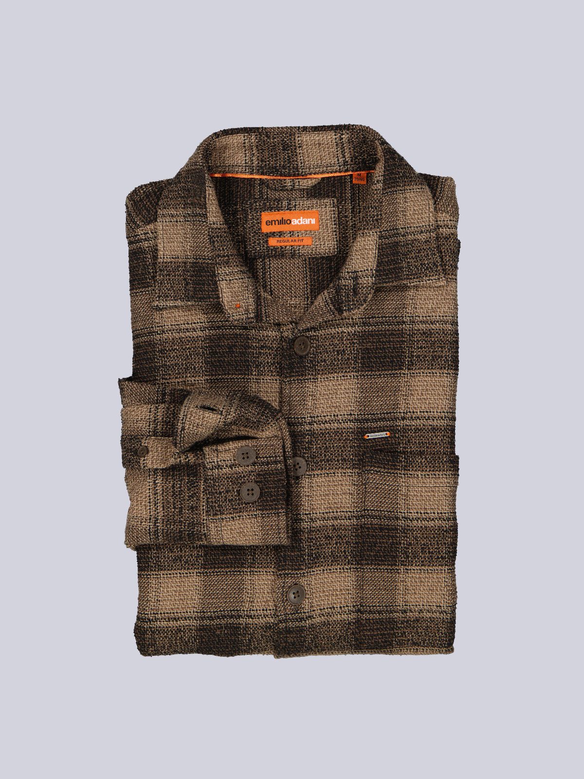 emilio adani Langarmhemd Herren Overshirt kariert, Braun