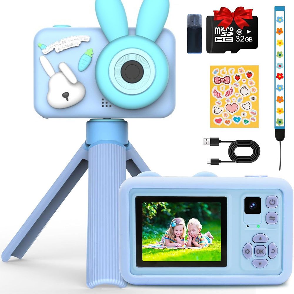 Kinderkamera mit Stativ 1080P HD 2.0”Display mit 32 GB Digitalkamera Kinderkamera