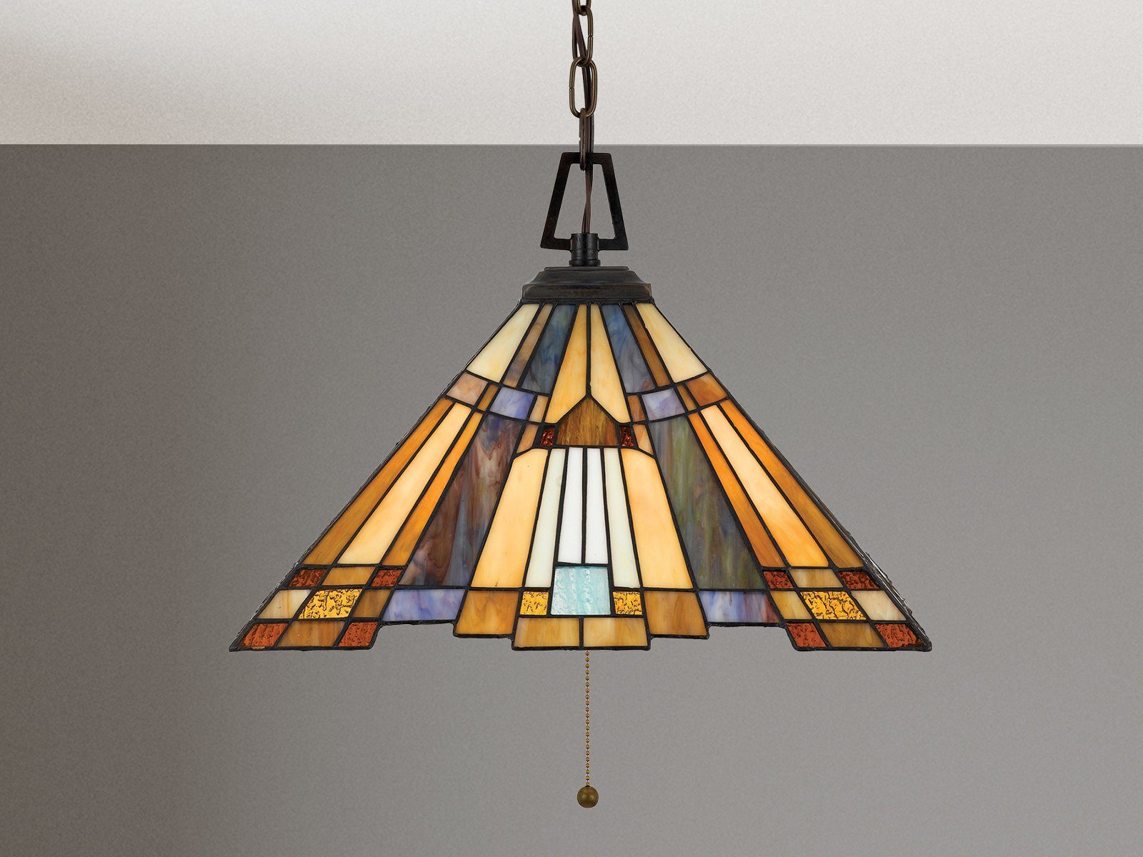 QUOIZEL LED Pendelleuchte Tiffany-Lampe hängend Ø 43cm, LED wechselbar, warmweiß, ausgefallene Esszimmerlampe für Esstisch, Wohnzimmerlampe mit E27 LED