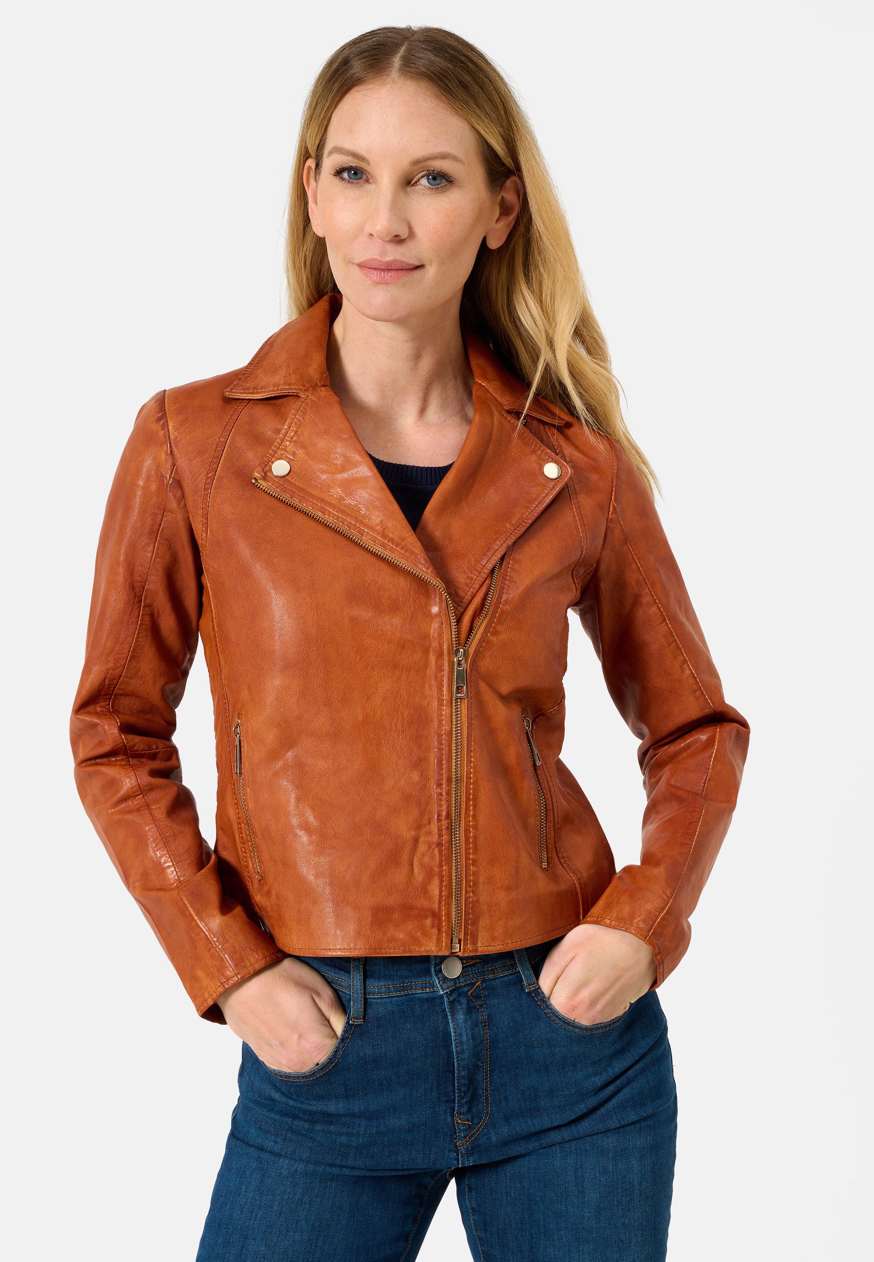 RICANO Lederjacke Antonia hochwertiges Lamm-Nappa-Leder