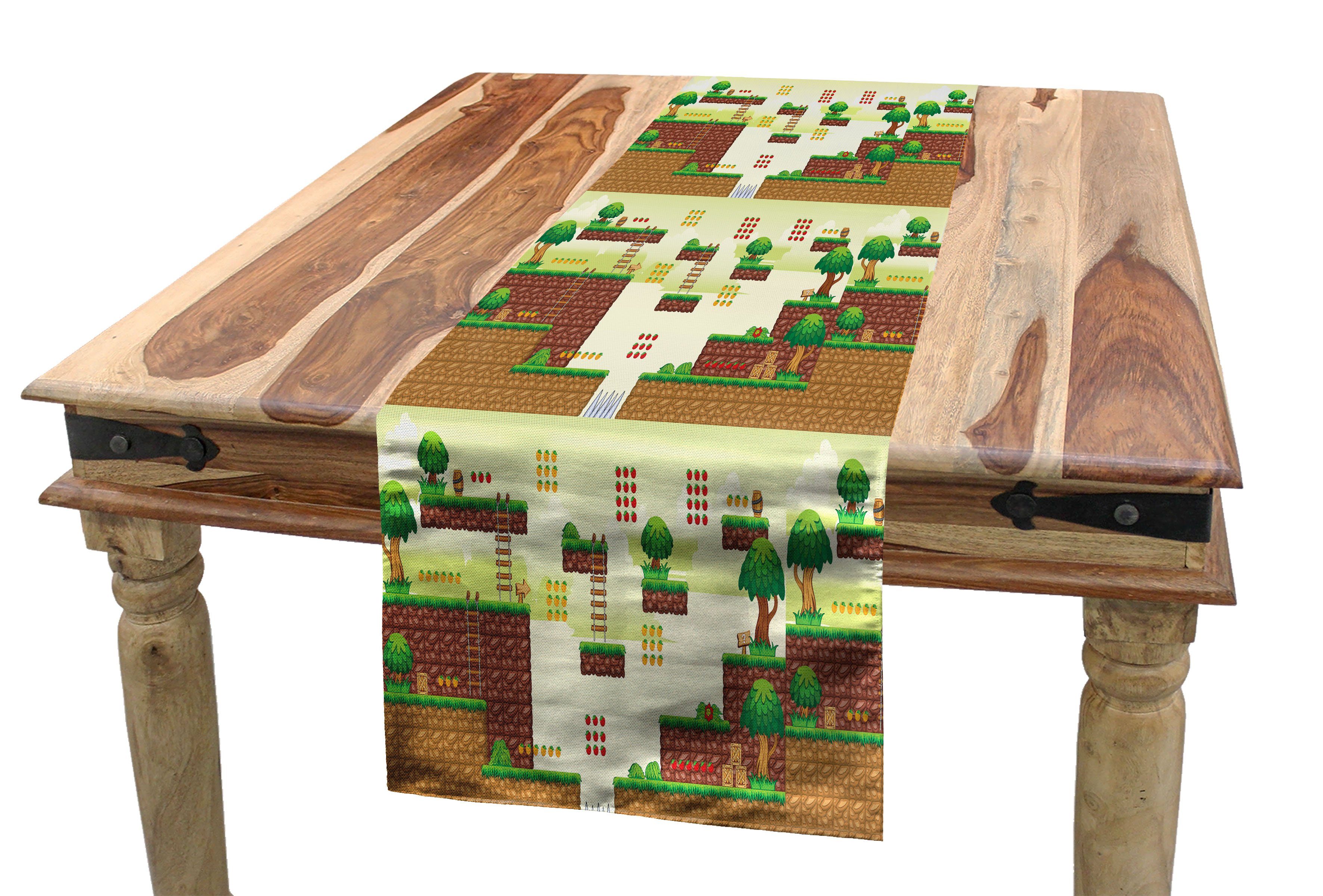 Abakuhaus Tischläufer Esszimmer Küche Rechteckiger Dekorativer Tischläufer, Gaming Vintage Videospiel-Plattform